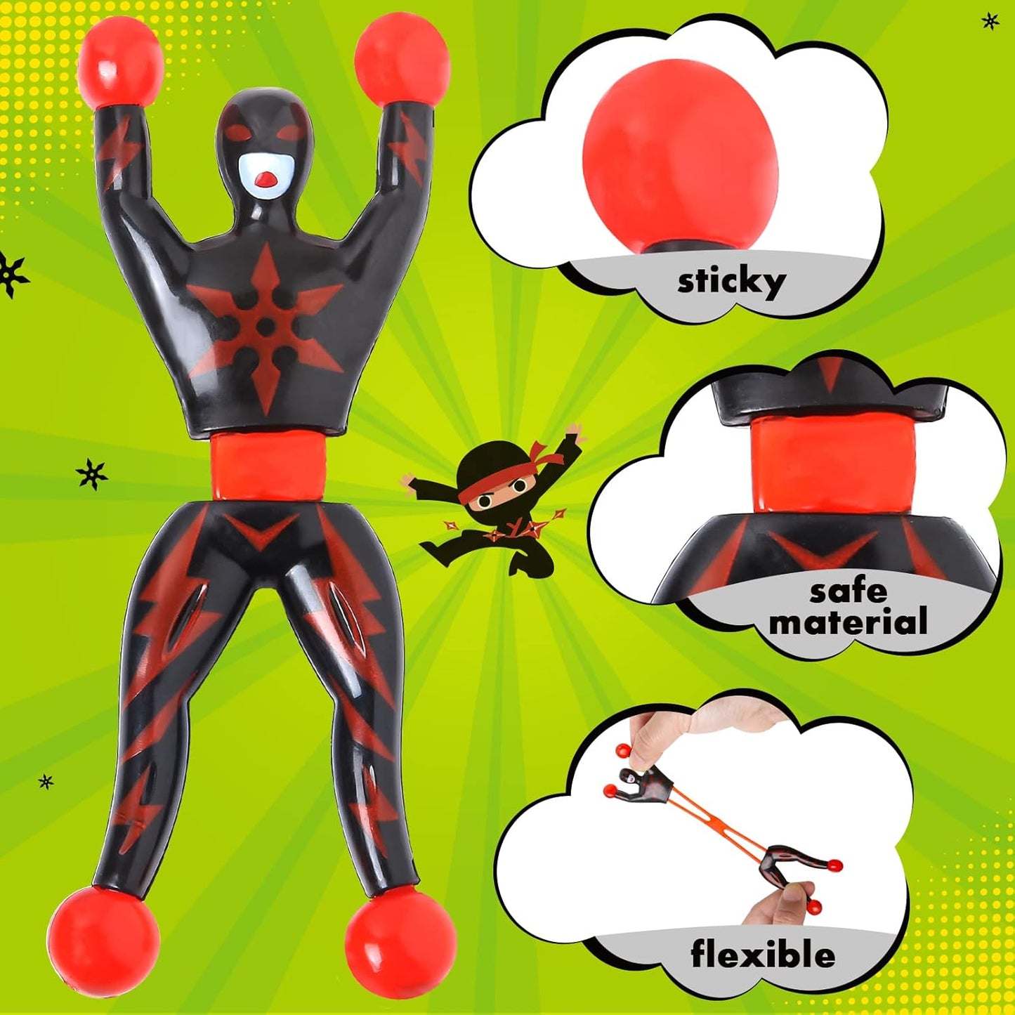 28 Packs Valentines Day Gifts Cards for Kids with Sticky Wall Climbing Men Ninja Set,Stress Relief Tricky Toys Wall Climbers for Kids Party Favor, Classroom Exchange Prizes, Valentine Greeting Cards