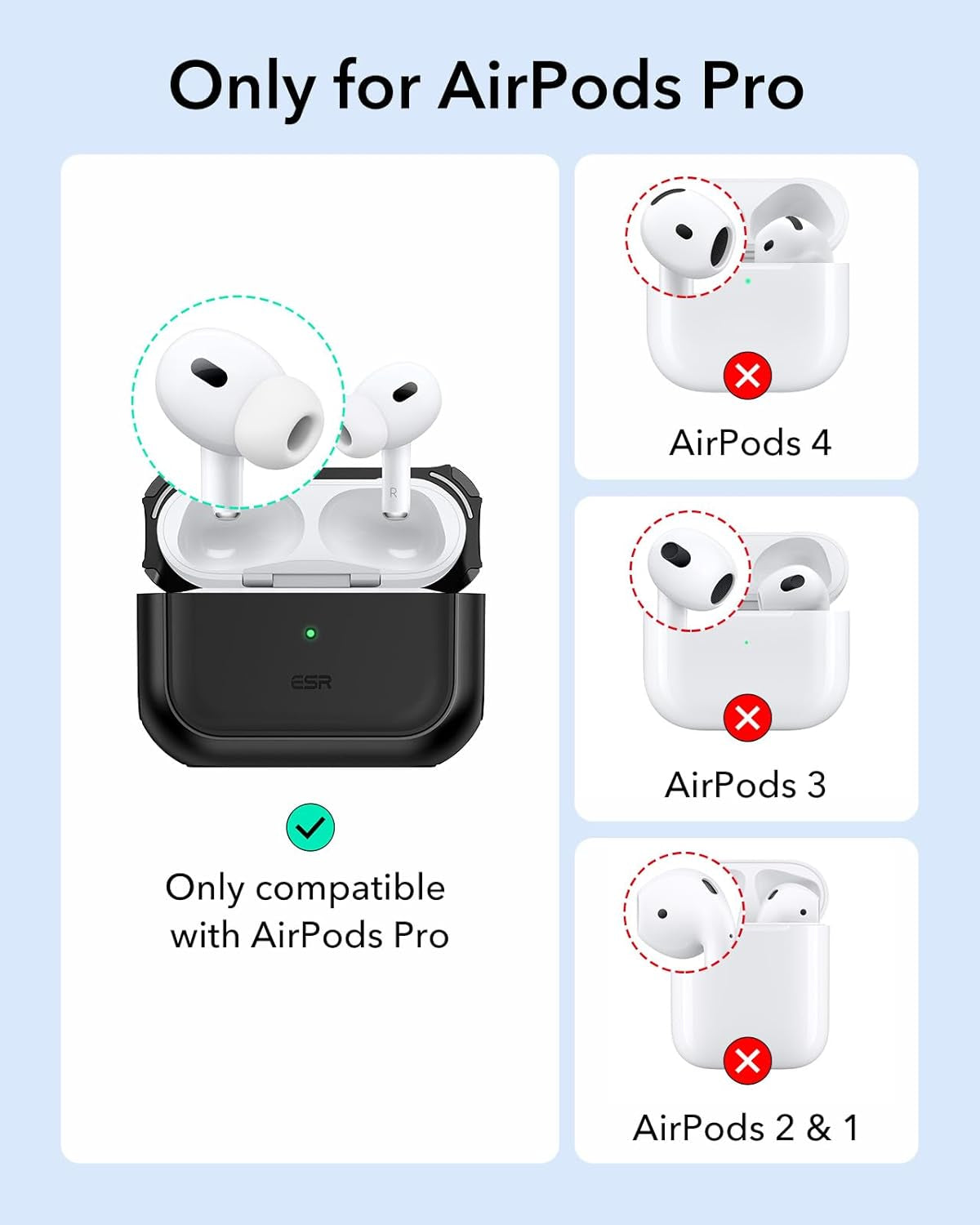 for Airpods Pro 2Nd Generation Case (Halolock), Compatible with Airpods Pro Case 2Nd/1St Gen (2023/2022/2019), Compatible with Magsafe, Full Drop Protection Cover with Lanyard, Black