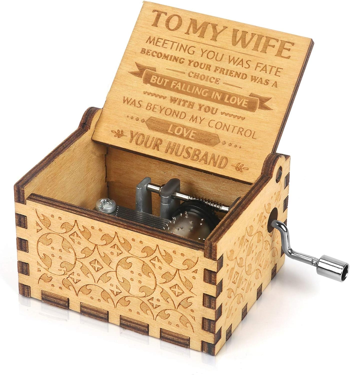 Wood Music Box Hand Crank Vintage Musical Box-You Are My Sunshine Cute Antique Vintage Nice Gift to My Wife from Husband Valentine'S Day Anniversary