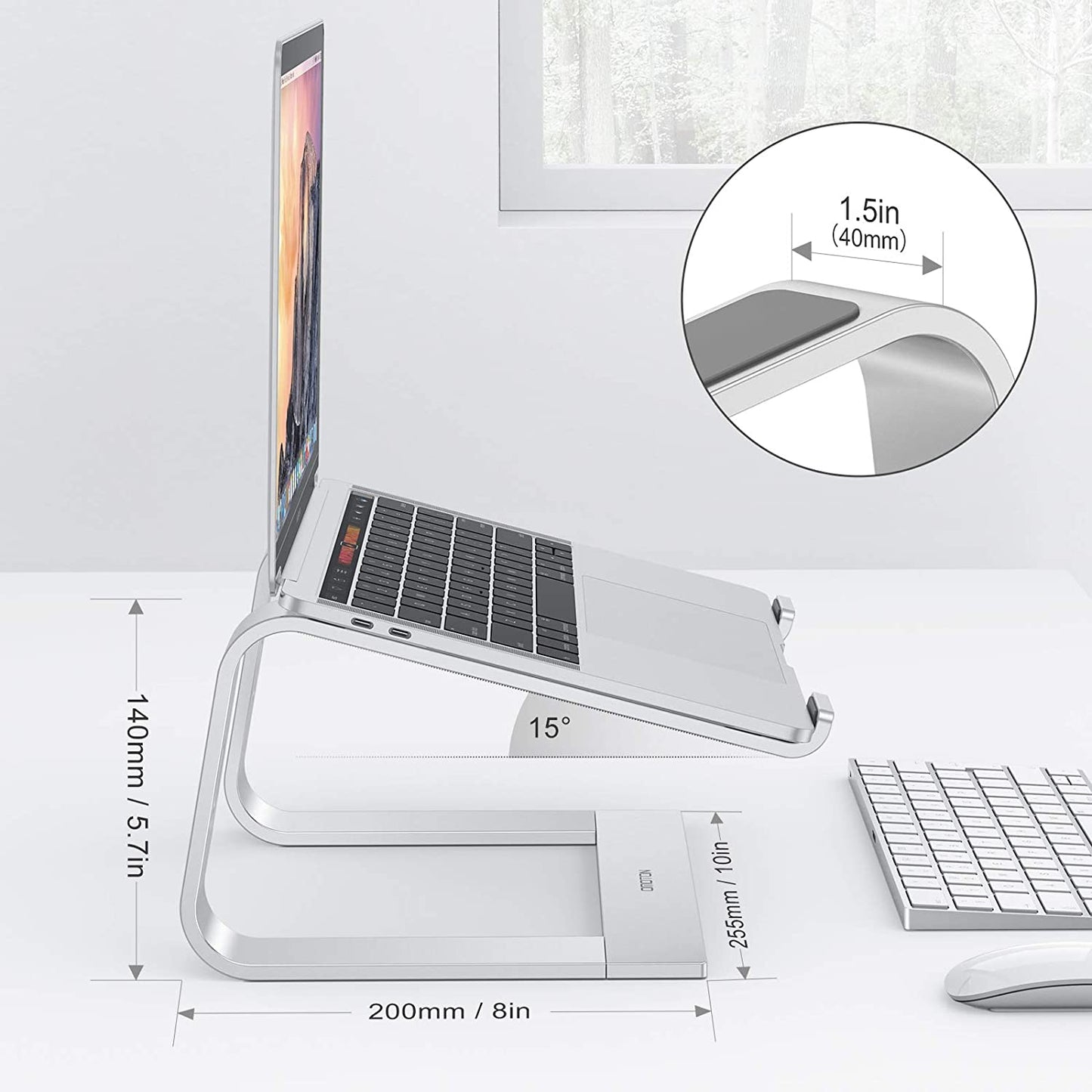 Laptop Stand, Detachable Laptop Mount, Aluminum Laptop Holder Stand for Desk, Compatible with Macbook Air/Pro, Dell, HP, Lenovo and All Laptops (11-16 Inch), Silver