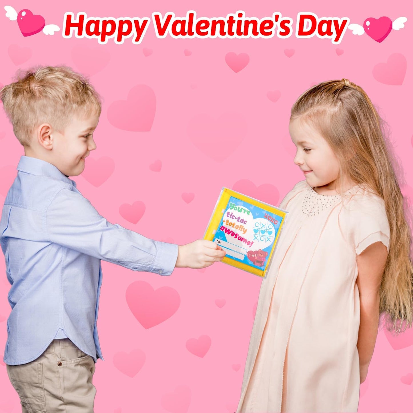 24PCS Tic Tac Toe Strategic Board Game Valentines Day Cards for Kids School Classroom Funny Valentine Exchange Gifts for Toddler Boy Girl Valentine'S Party Favors Class Valentine Treat Prizes Bulk