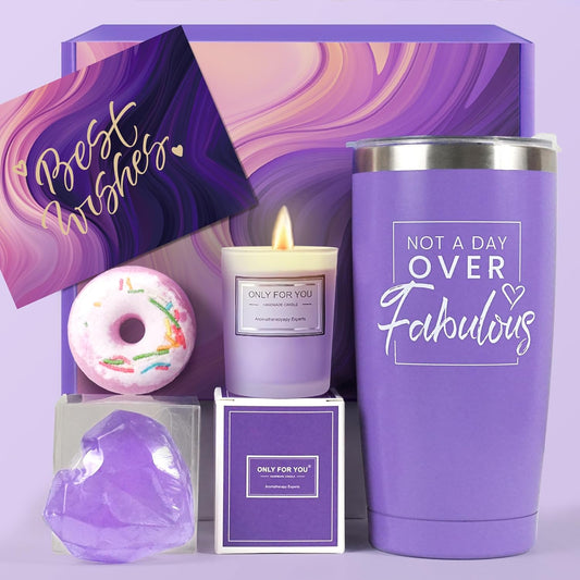 Birthday Gifts for Women, Mom, Wife, Girlfriend, Sister, Her - Happy Birthday Gifts, Mothers Day Gifts - Personalized Lavender Relaxation Gift Baskets Set for Women Christmas Gifts for Women