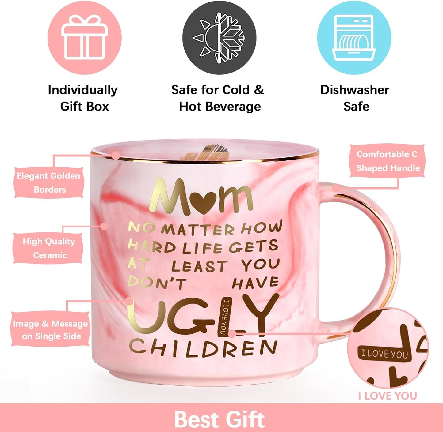 Valentines Day Gifts for Mom,12Oz Funny Coffee Mug Gifts for Mom from Daughter Son Kids,Mom Birthday Gifts,Mom Gifts for Birthday,Unique Mothers Presents Ideas Mothers Day Gifts for Mom Mother in Law