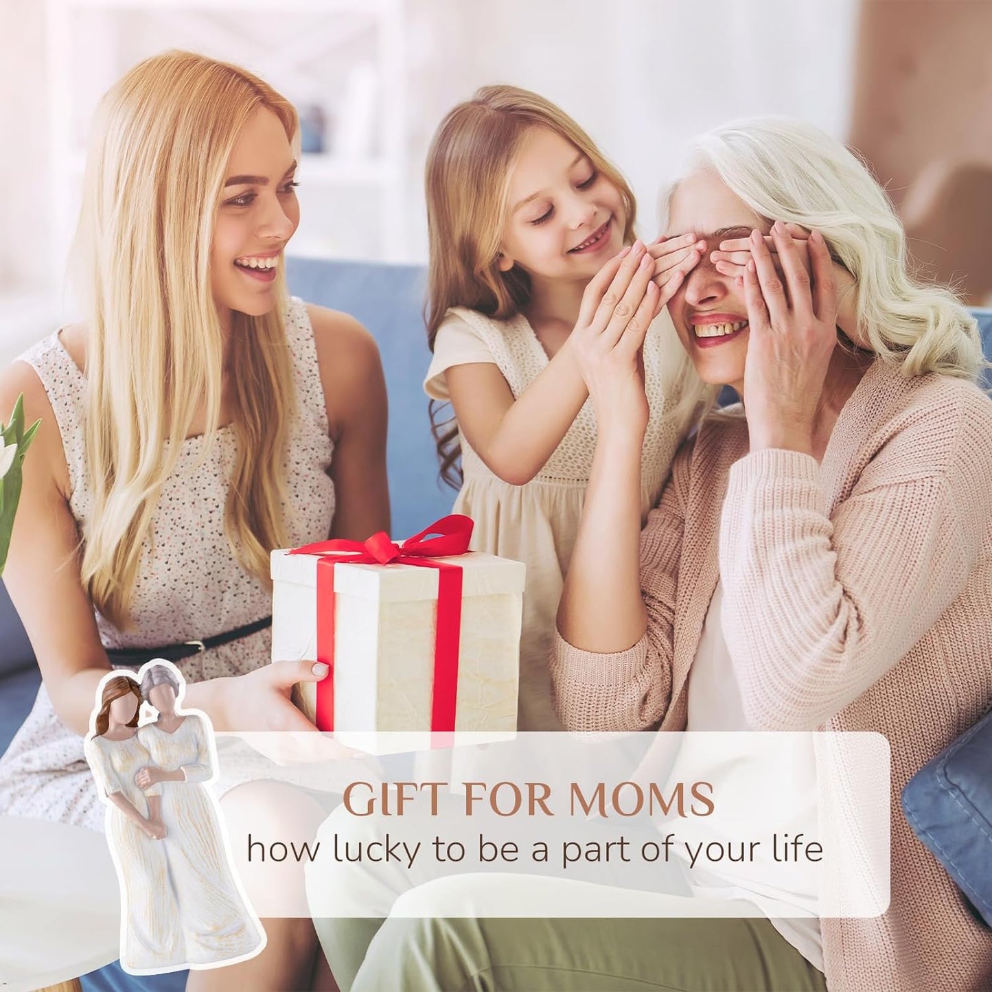 Gifts for Mom from Daughter: Unique Birthday Gift for Mom Daughter Gifts from Mom Mother Daughter Statue, off White