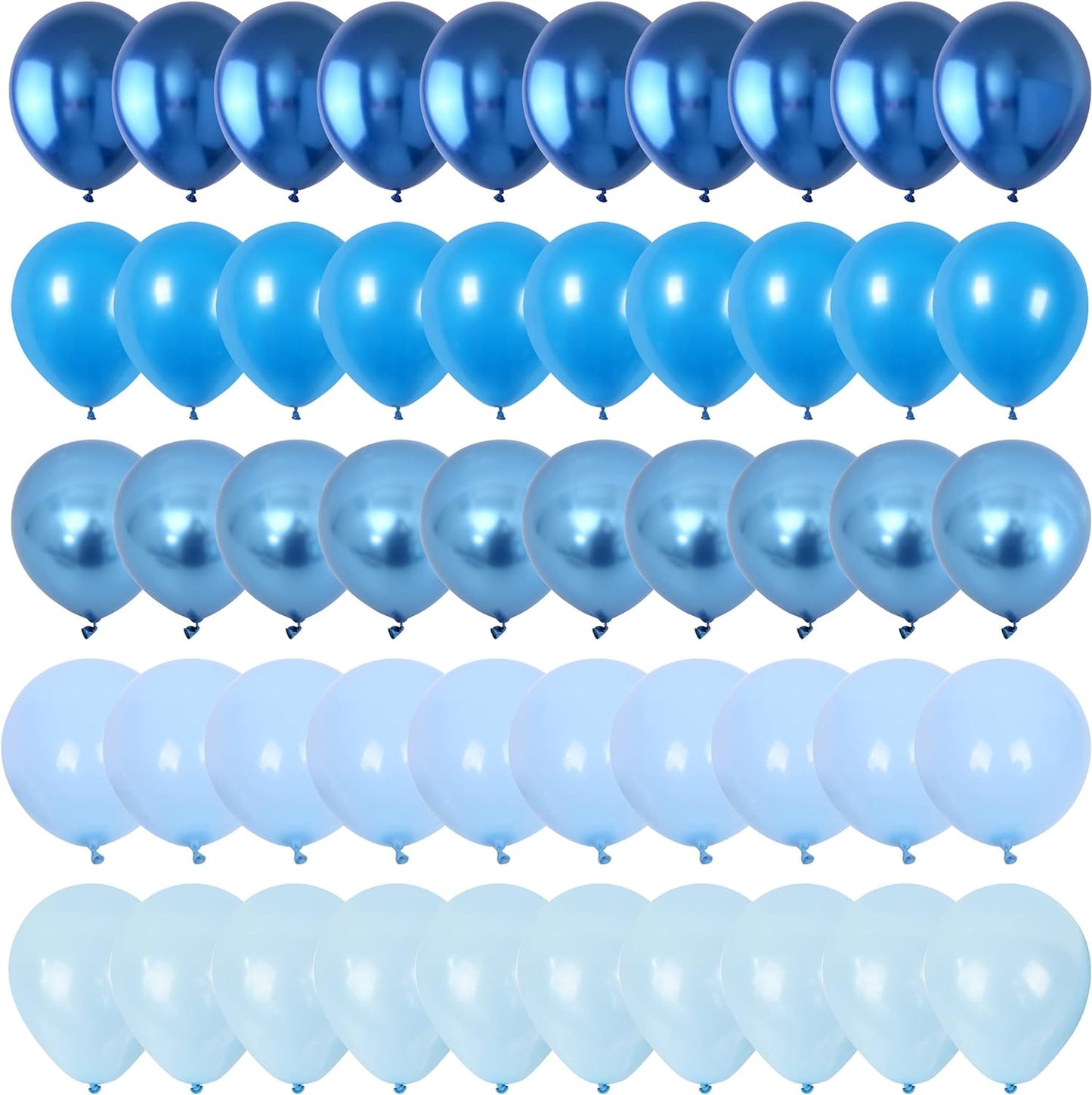 Blue Balloon Set, 60 Packs 12 Inches Metallic Chrome Blue Balloons Pearl Blue Balloons Macaron Baby Blue Balloons Light Blue Balloons for Bridal Shower, Wedding, Baby Shower, Birthday Party,