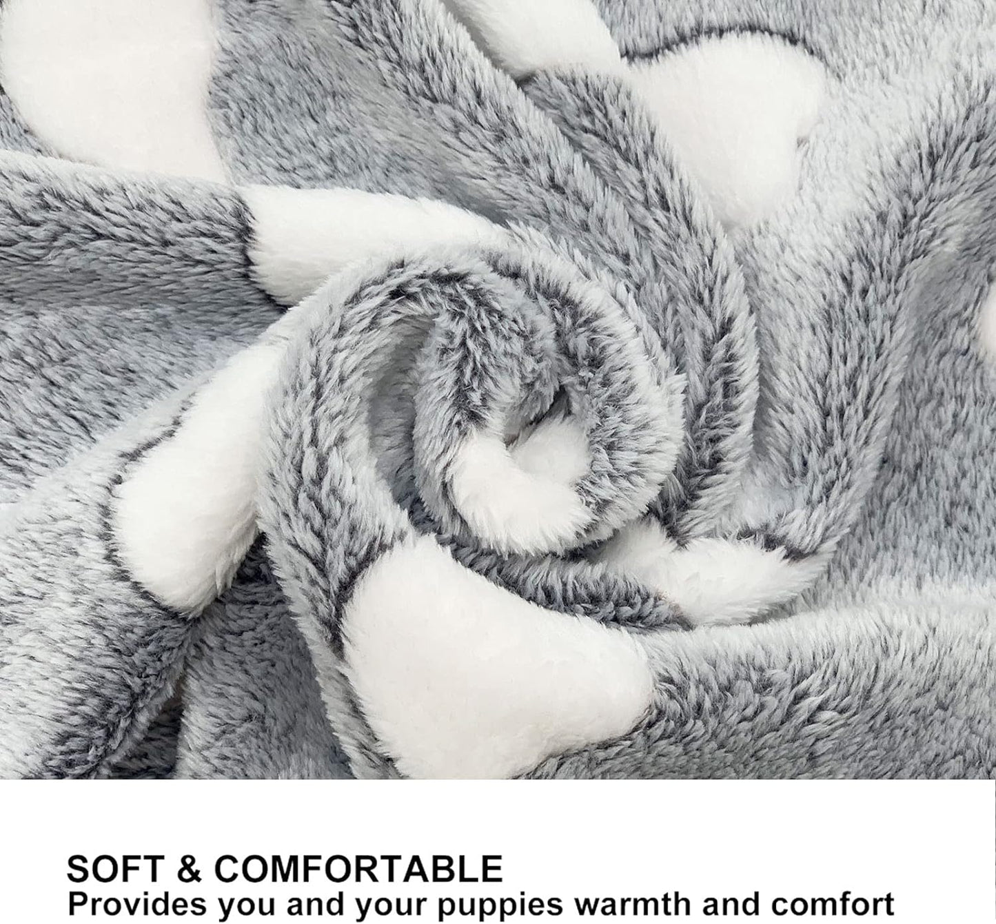 1 Pack 3 Puppy Blankets Super Soft Warm Sleep Mat Grey Cute Print Fluffy Fleece Pet Flannel Throw Dog Blankets for Small Dogs Cats,Star&Bone&Love- Small (23"X15")