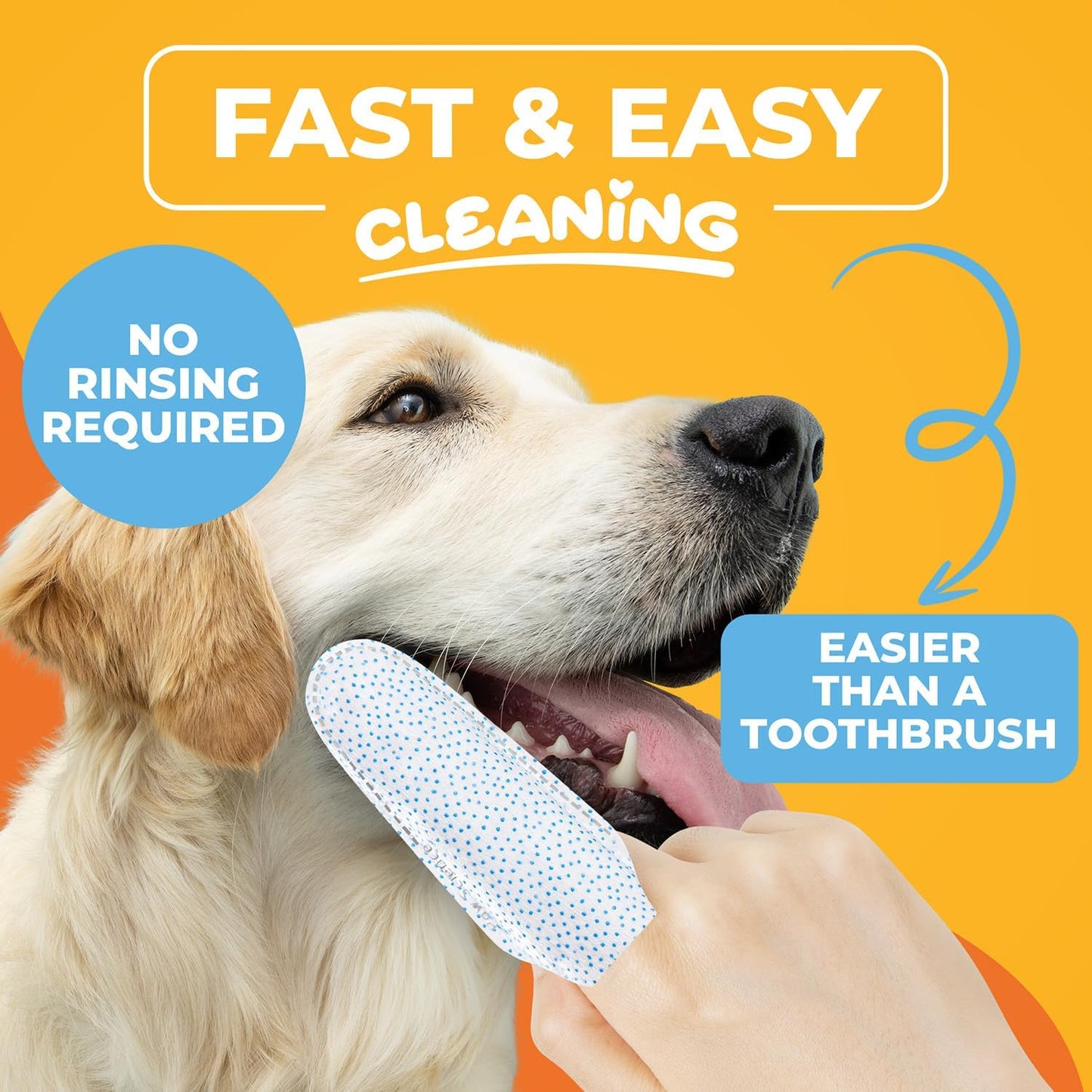 Dog Teeth Cleaning Wipes - Dental Finger Wipes for Cats & Dogs - Pet Toothbrush & Tooth Brushing Kit - Effective Teeth Cleaner