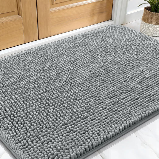 Dog Door Mat for Muddy Paws 30X20, Absorbs Moisture and Dirt, Absorbent Non-Slip Washable Mat, Quick Dry Chenille, Mud Mat for Dogs, Entry Indoor Door Mat for inside Floor, Grey