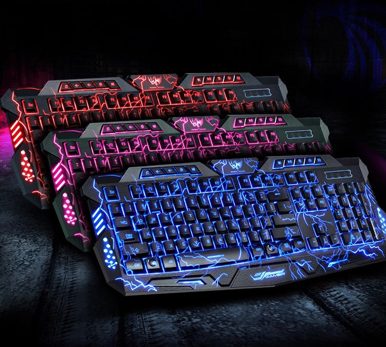 J10 tricolor backlight wired gaming keyboard set