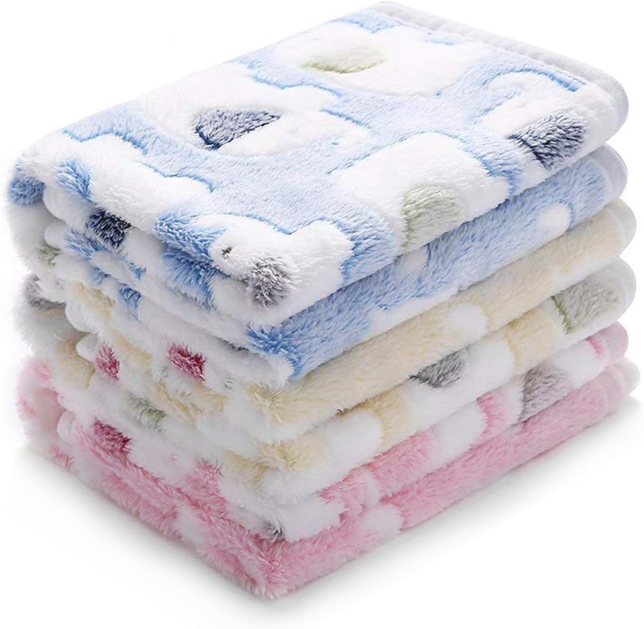 1 Pack 3 Blankets Super Soft Fluffy Premium Cute Elephant Pattern Pet Blanket Flannel Throw for Dog Puppy Cat Blue/Pink/Yellow Small(23X16 Inch)