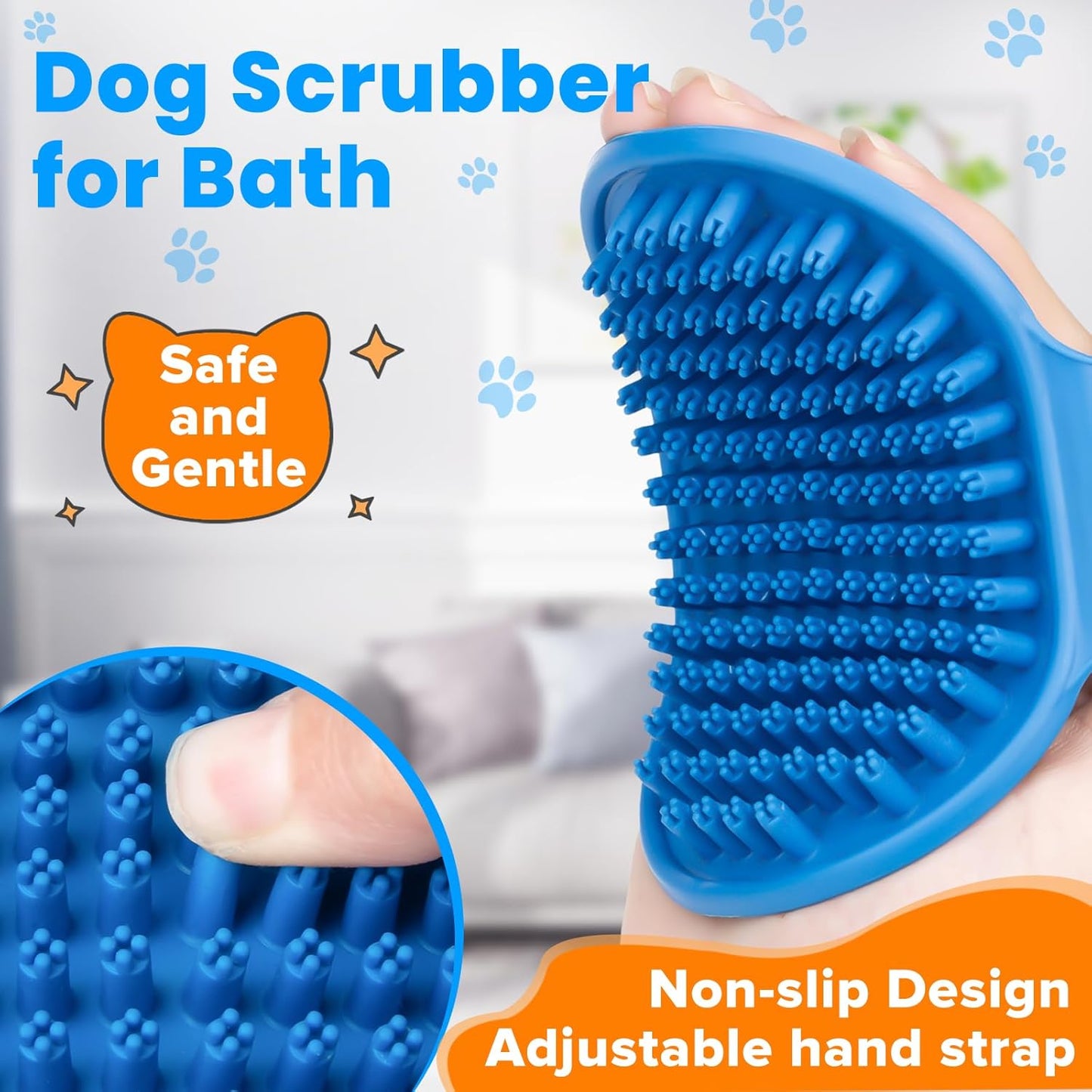 3PCS Dog Bath Brush, Dog Shampoo Brush, Dog Scrubber for Bath, Dog Shower Brush, Dog Bath Supplies, Suitable for Deshedding, Washing & Grooming of Short and Long Haired Pets (Blue Green Blue)