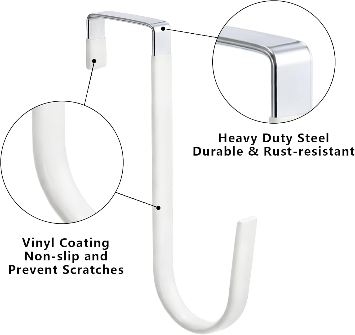 16-Pack Over-The-Door Hooks Fits 1-3/8" Door Vinyl Coated Stainless Steel Door Hook Hangers