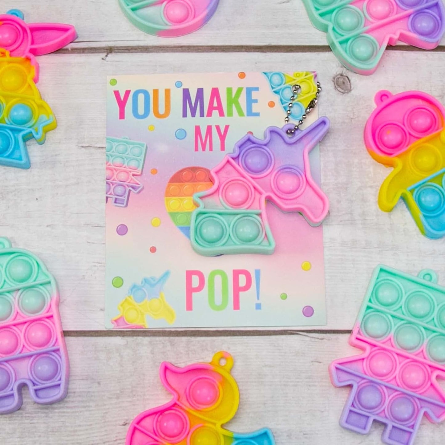 Valentines Day Gifts for Kids - 24 Valentines Cards with Pop Bubbles Bulk- Valentine Exchange for Girls Boys School Class Classroom Fidget Toys Party Favors