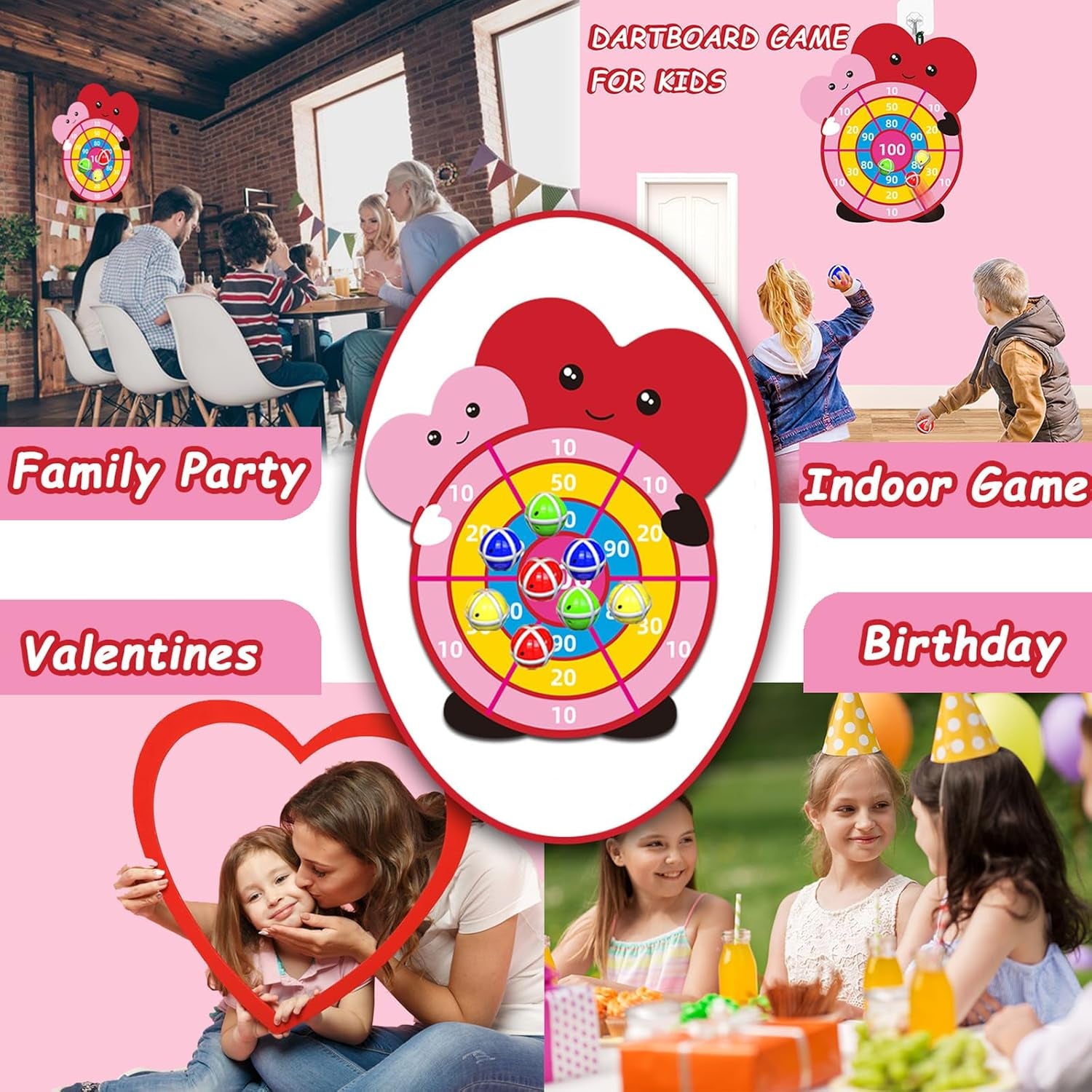 Valentines Day Gifts for Kids - 30” Large Dartboard Game - Valentine Gift Toys Exchange for Boys Girls Toddlers Classroom School Party Favor Supplies Decorations