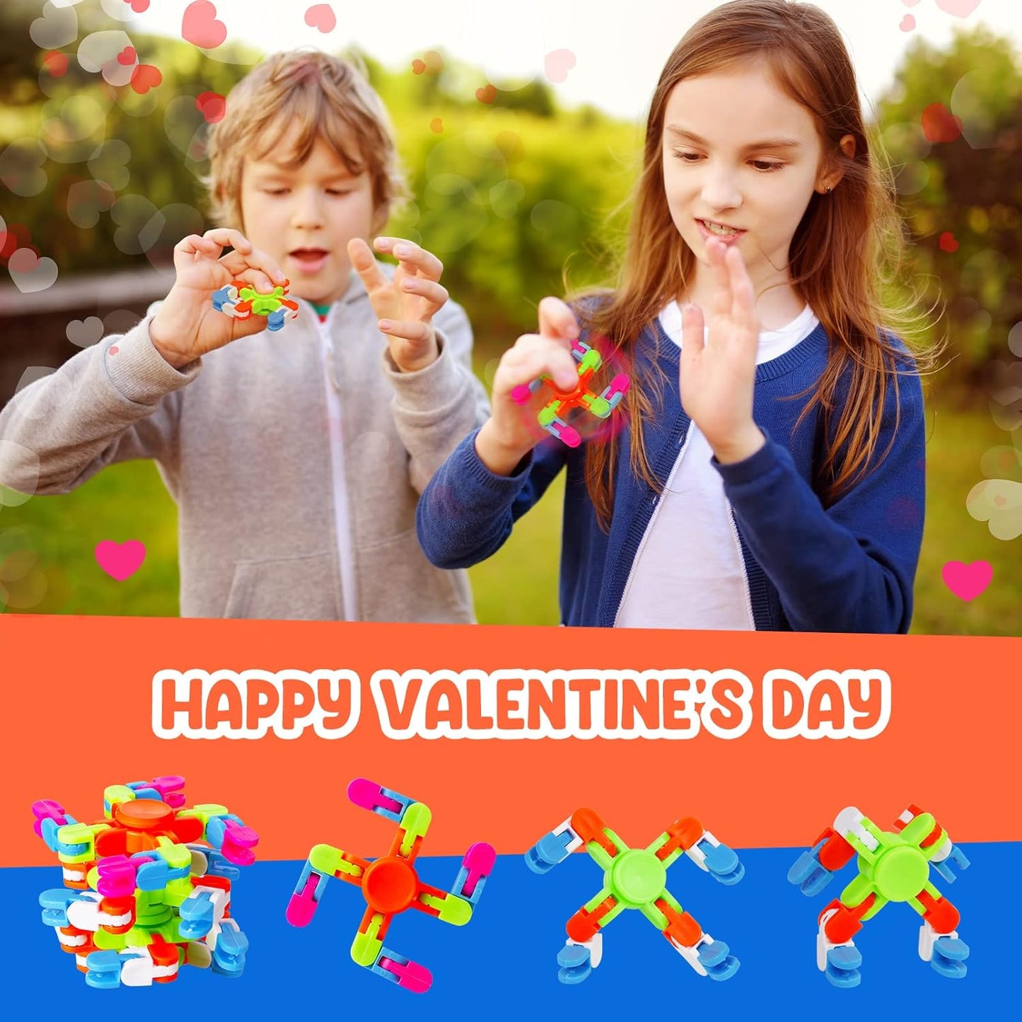 28 Packs Valentine'S Day Cards with Fidget Spinner Toys, Kids Valentine Party Favor, Valentine'S Day School Classroom Prizes, Valentine Exchange Gift