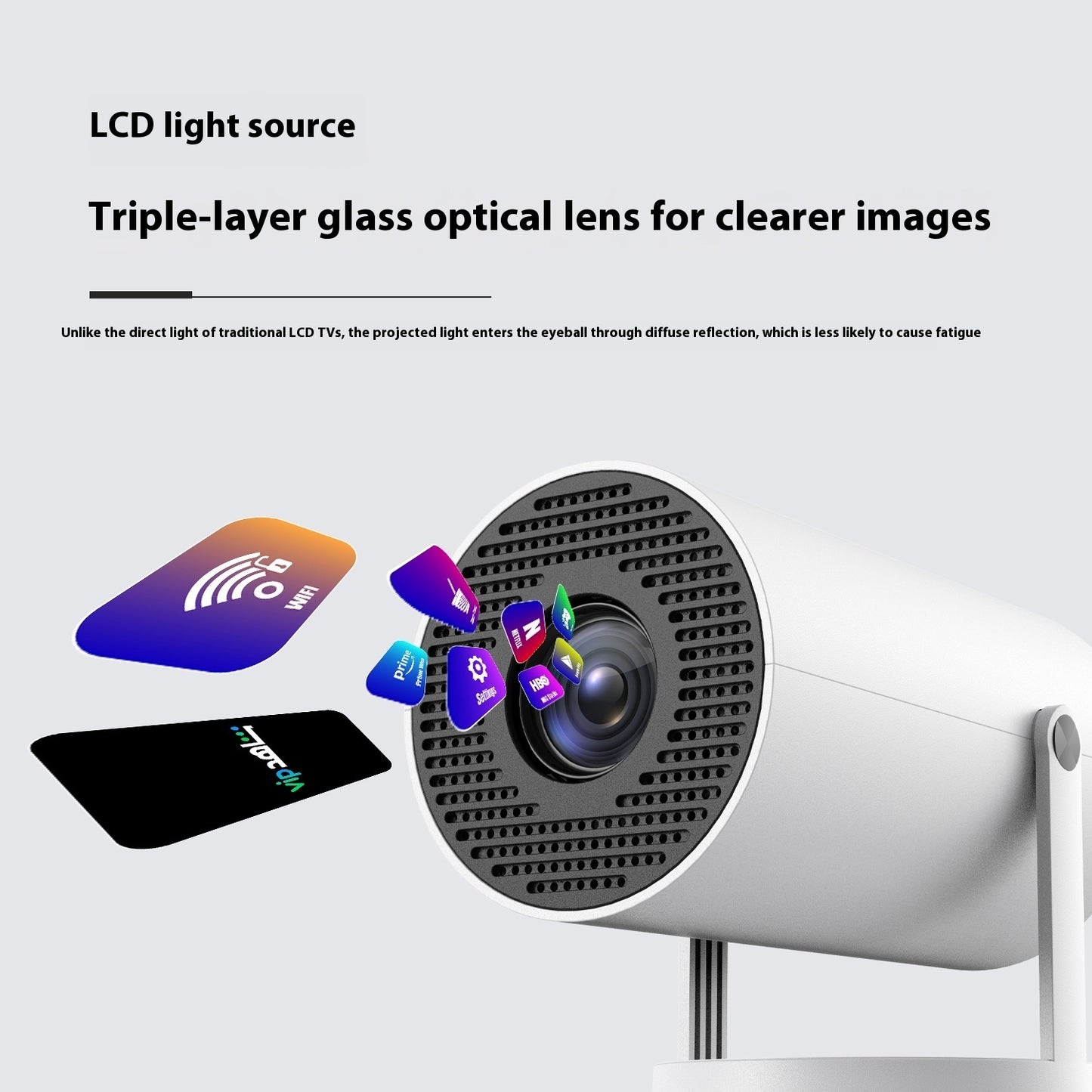 Portable Projector Small Straight Projector For Home Use 180 Degrees