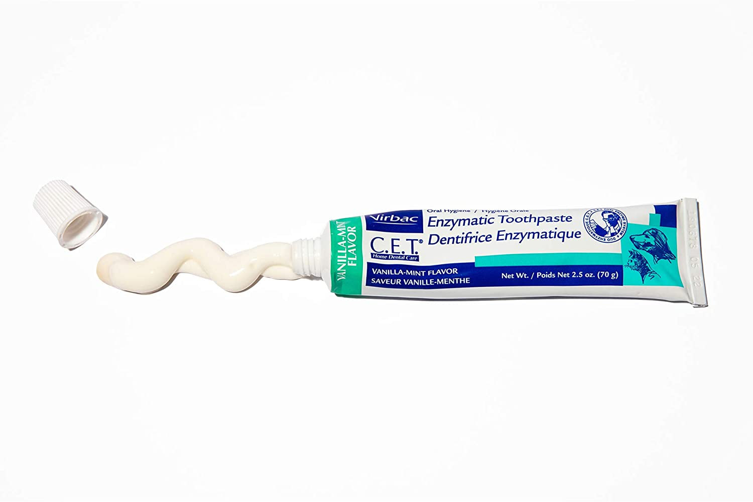 C.E.T. Enzymatic Toothpaste Eliminates Bad Breath by Removing Plaque and Tartar Buildup Best Pet Dental Care Toothpaste Vanilla Mint Flavor 2.5 Oz Tube