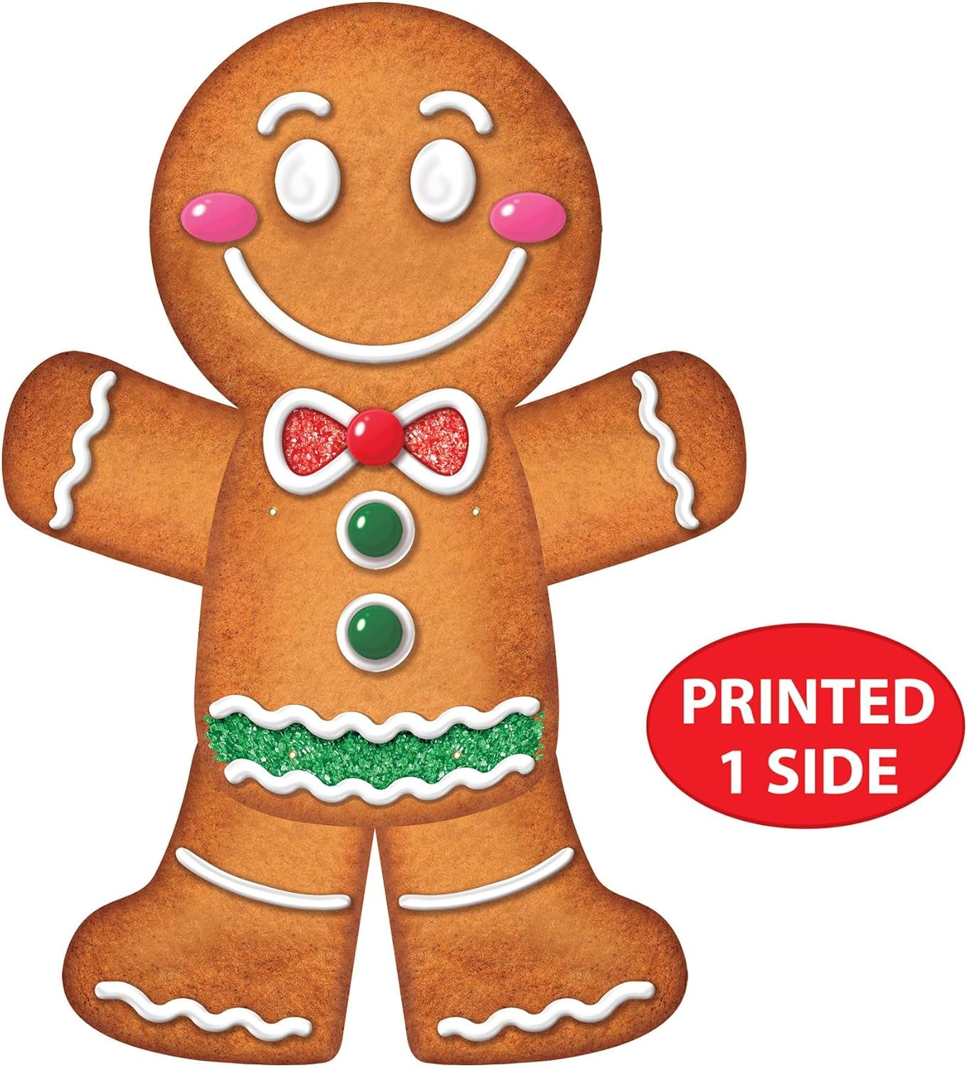 Jointed Gingerbread Man, 3’- Christmas Wall Decorations, Unique Gingerbread House Décor for Holiday Parties, Winter Wonderland Seasonal Accent for Homes and Classrooms