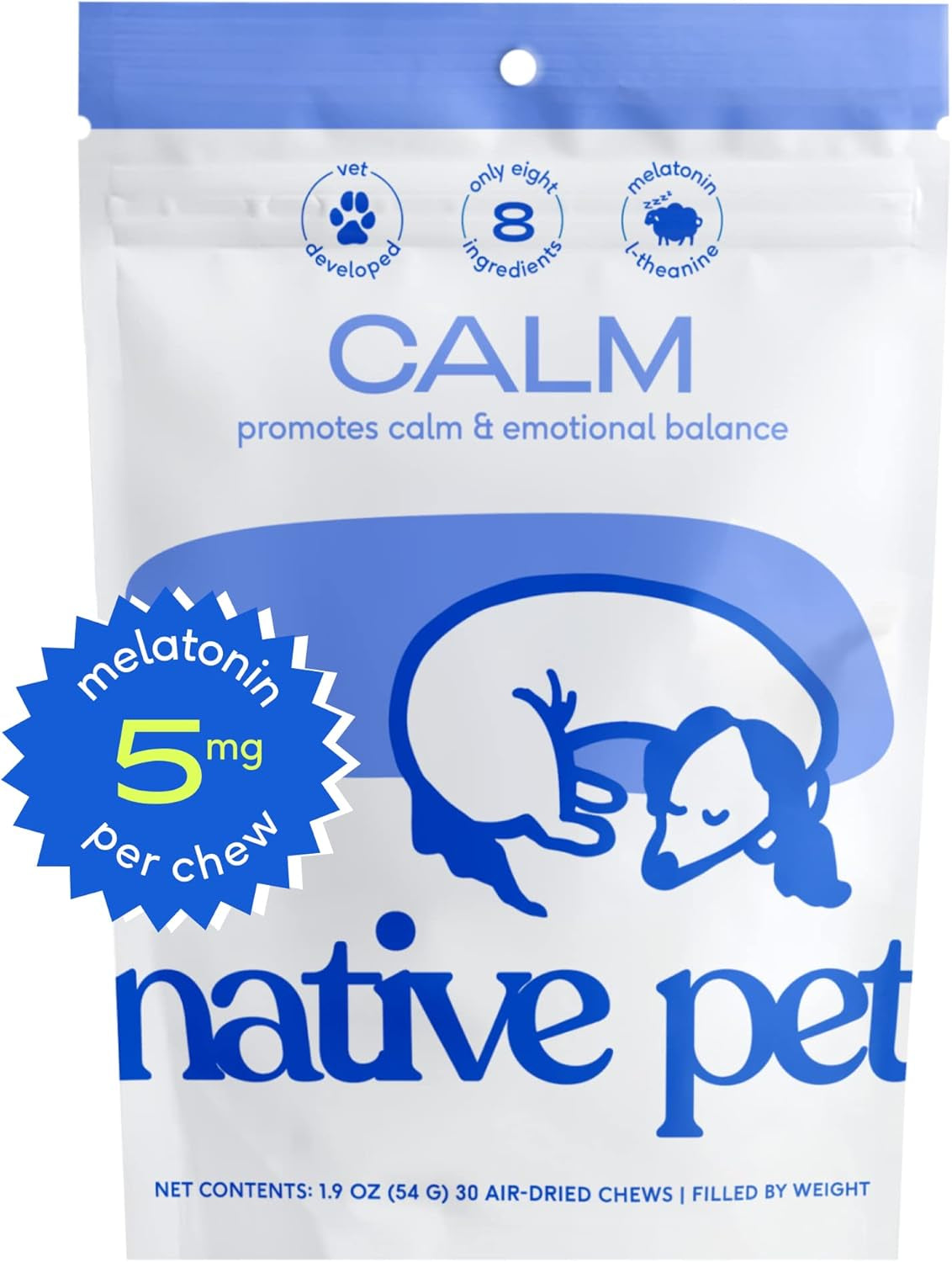 Calm Dog Calming Chews - 30 Treats - Dog Melatonin for Small, Medium, Large Breeds – Natural Anxiety Relief, Calming & Sleep Aid – Puppy Essentials