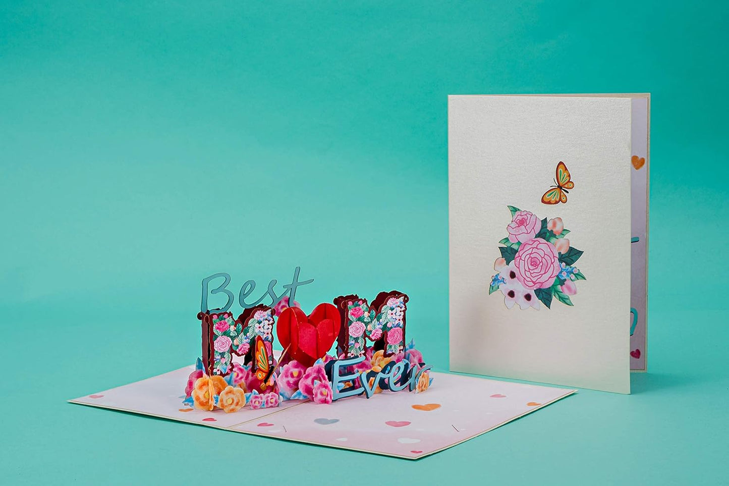 3D Pop up Mothers Day Card, Best Mom Ever, for Mom, Wife - 5" X 7" Cover - Includes Envelope and Note Tag