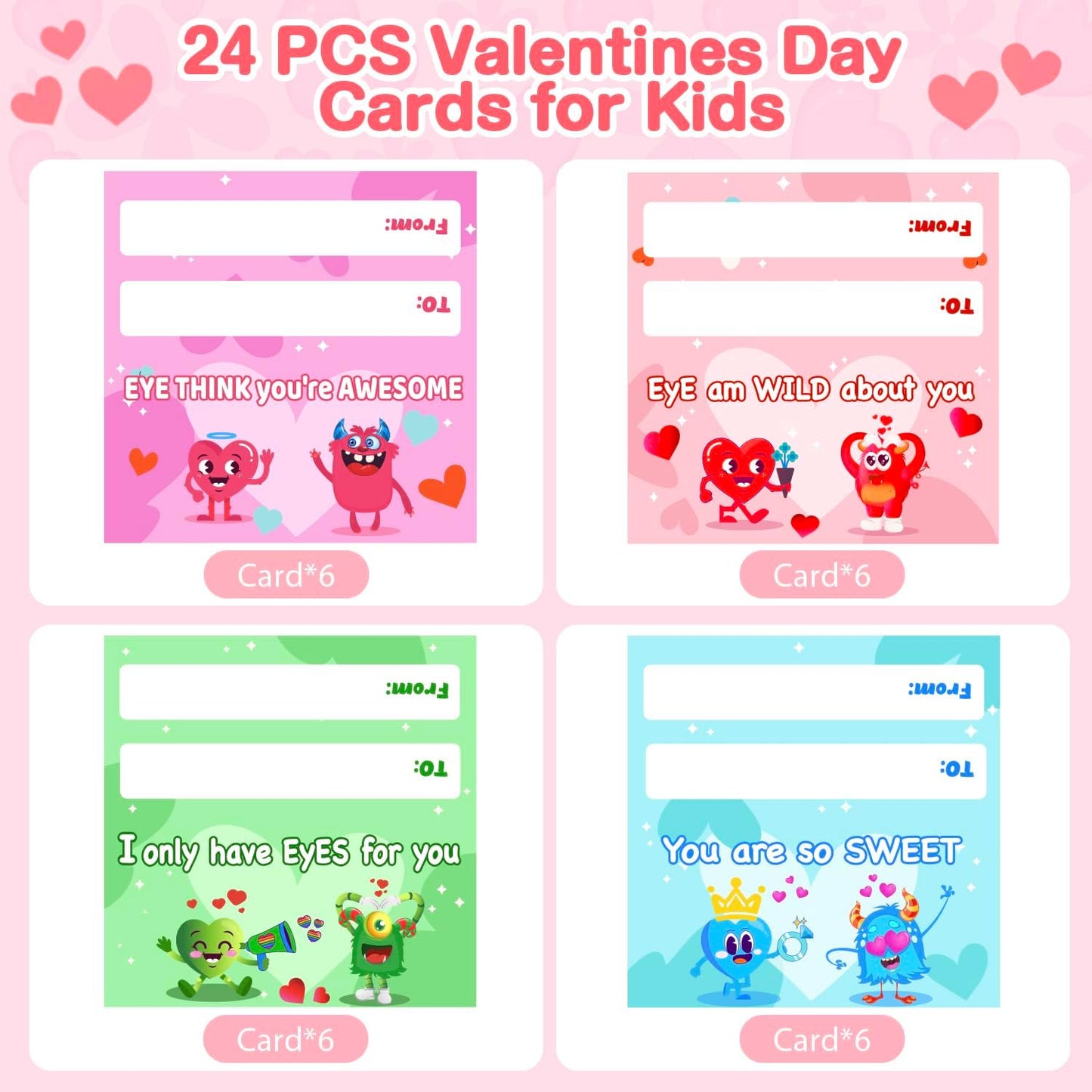 24 Packs Valentines Day Cards for Kids Classroom with DIY Air Dry Clay Kit,Valentines Day Gifts for Kids School Valentine Exchange Presents Party Favors