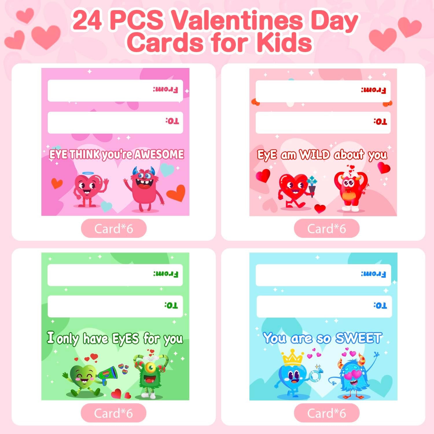 24 Packs Valentines Day Cards for Kids Classroom with DIY Air Dry Clay Kit,Valentines Day Gifts for Kids School Valentine Exchange Presents Party Favors