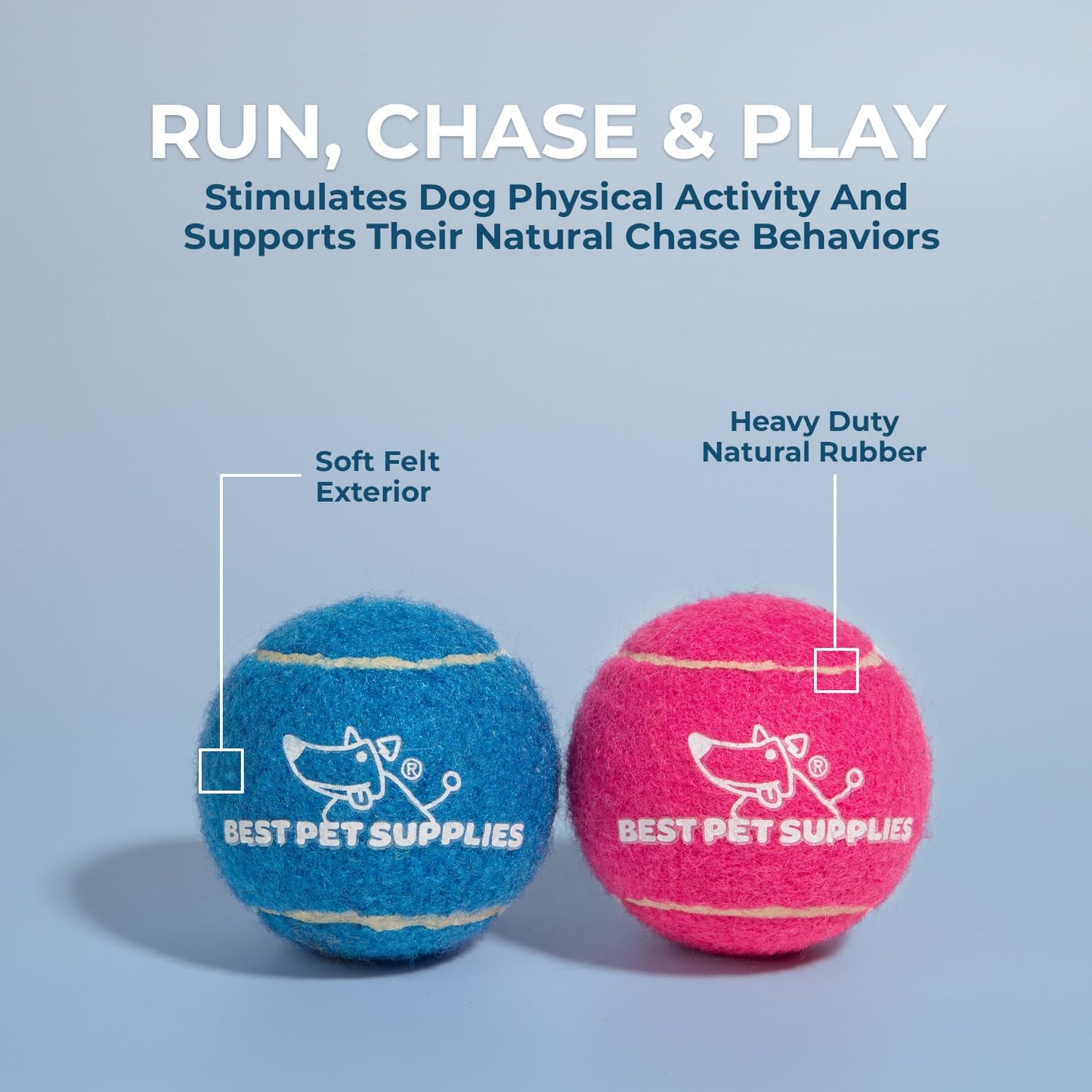 Squeaky Tennis Toys for Dogs, 4-Pack, Heavy-Duty Interactive Pet Toys for Throwing and Fetching, Supports Exercise and Natural Behavior Training, Durable - Small