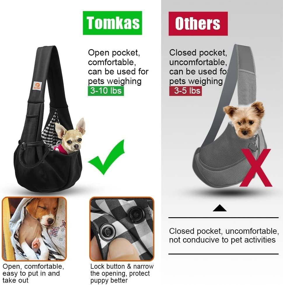 Small Dog Sling Carrier - Classic Pocket & Classic Strap & Classic Pocket - for 3-10 Lbs Pets(Red)