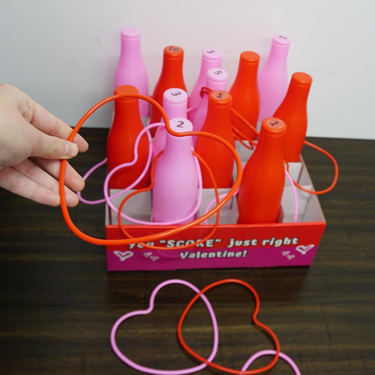 Valentine Bottle Ring Toss Game for Kids Party Activity, Indoor/Outdoor Backyard Yard Carnival Game, Classroom Valentine'S Party Games for Kids and Adults Party Supplies by