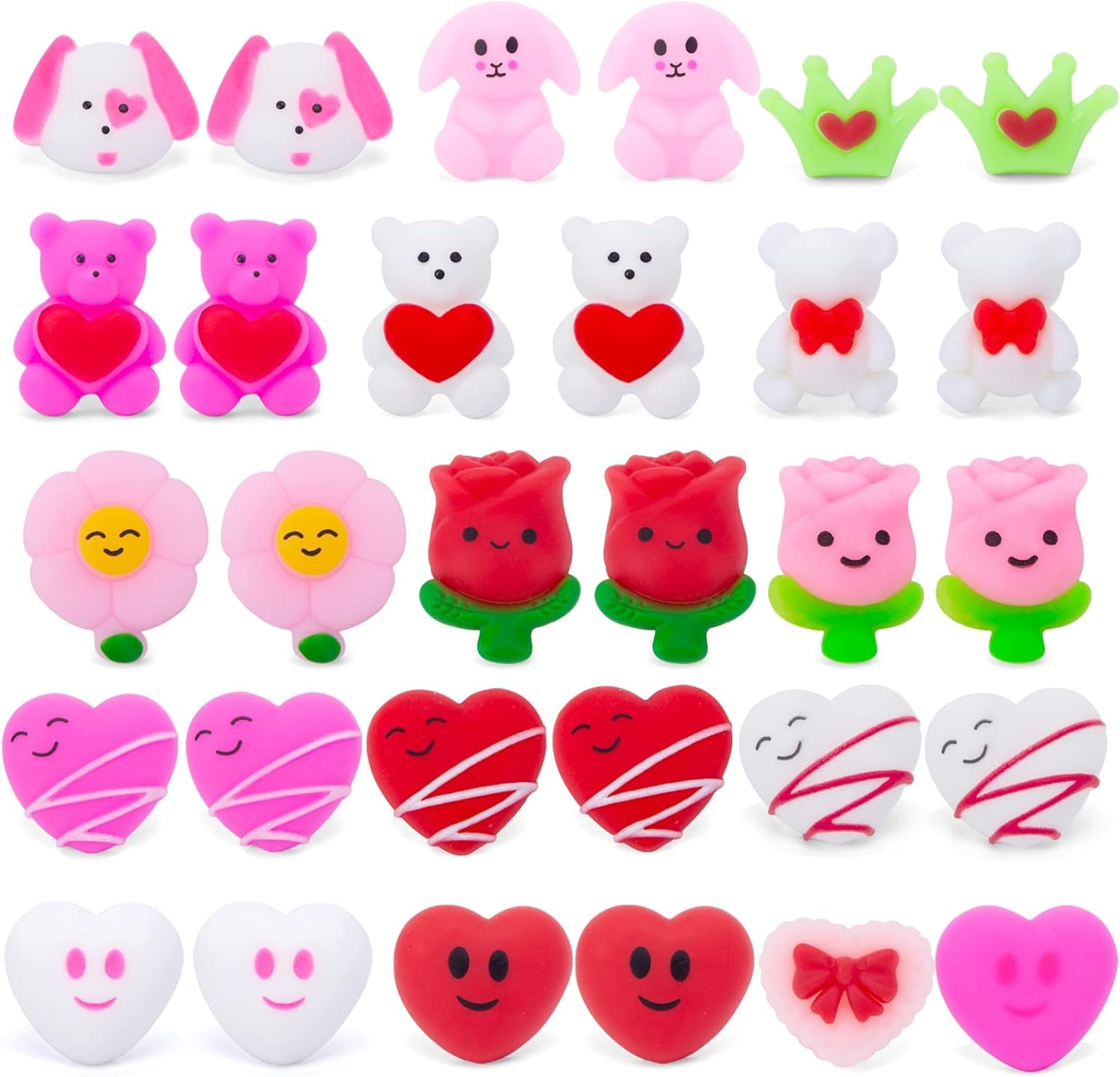 30PCS Valentines Day Mochi Squishies Toys, Mini Kawaii Squishies Stress Relief Fidget Toys for Valentine'S Day Goodie Bag Fillers Party Favors