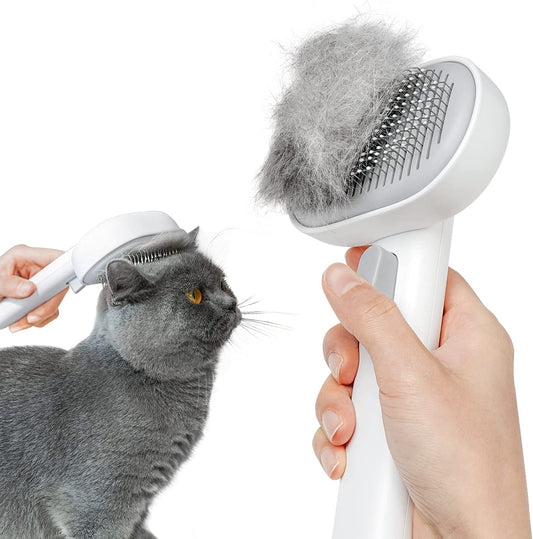 Cat Brush for Shedding, Cat Brushes for Indoor Cats, Cat Brush for Long or Short Haired Cats, Cat Hair Brush Cat Grooming Deshedding Brush for Dog Kitten Rabbit Massage Removes Loose Fur, White