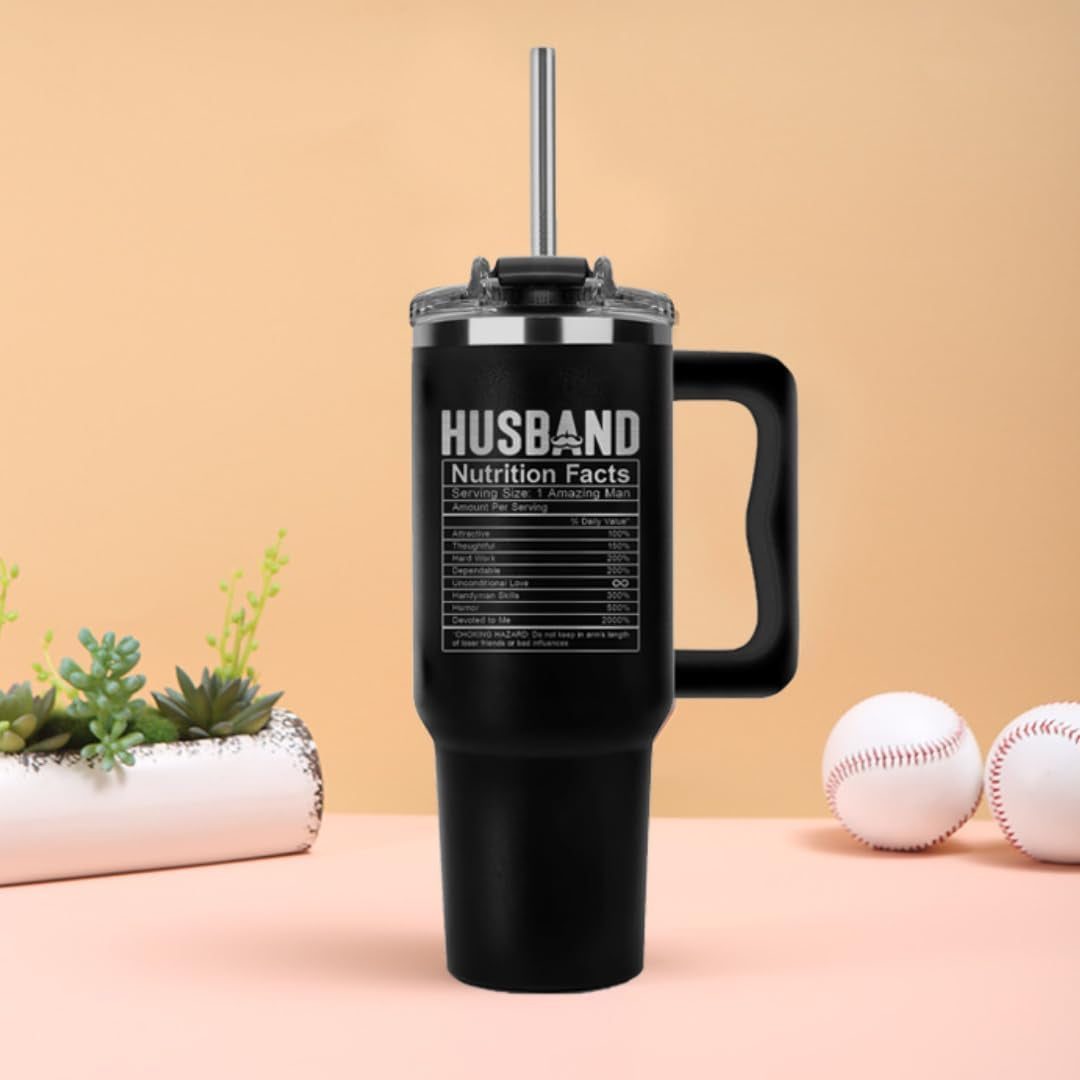 Valentine Gifts for Husband from Wife Tumbler 40 Oz, Hubby Coffee Mug from Wife, Worlds Best Husband Gifts Idea, Wedding Anniversary, Christmas, Birthday Gifts for Men, Him, Hubby Fathers Day Presents