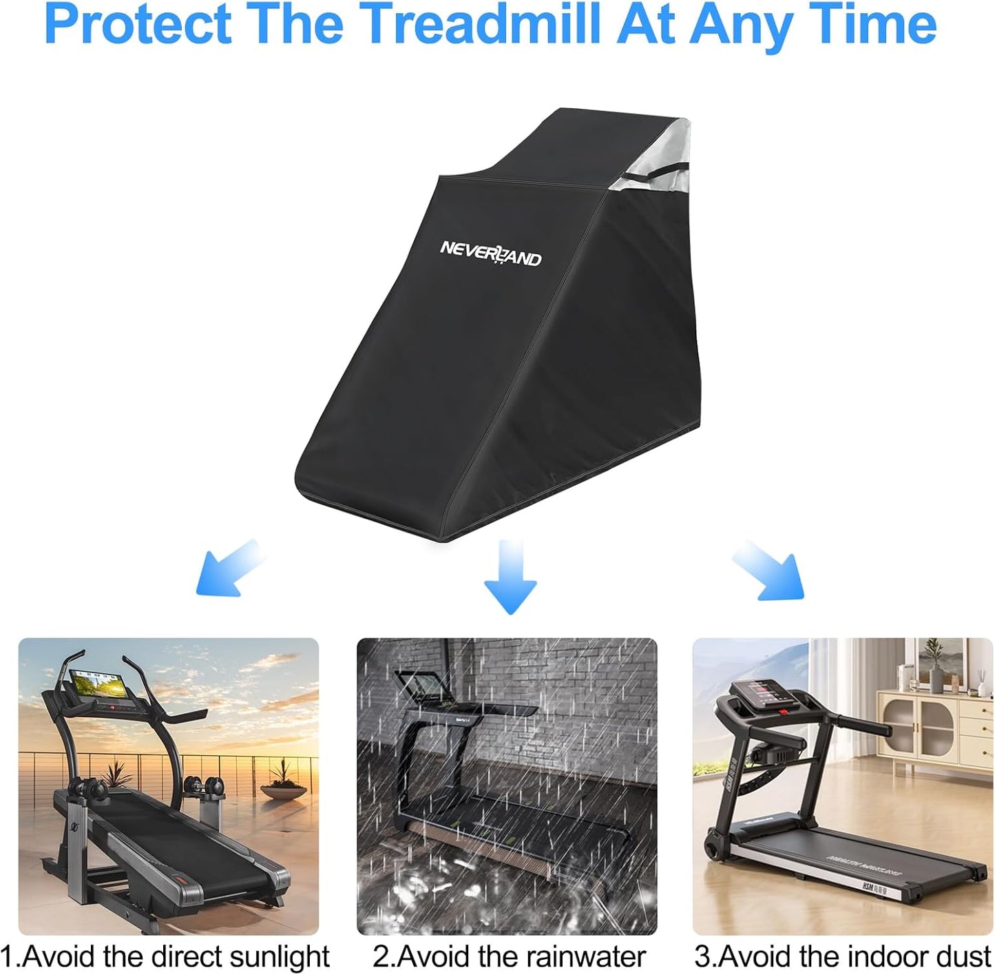 Treadmill Cover, Waterproof Dustproof Running Machine Cover with Zipper, Workout Equipment Treadmill Cover with Built-In Windproof Buckle, Ideal for Home Gym Indoor Outdoor