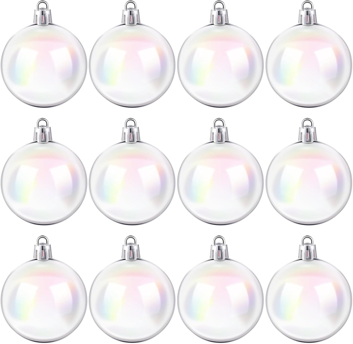 Christmas Iridescent Ornaments Plastic Clear Bubble Hanging Ornament Balls Bulk Wedding Decorative Rainbow Hanging Ornaments Craft for Halloween Cauldron DIY Witch Magic Pot(36 Pcs,1.18 Inch)