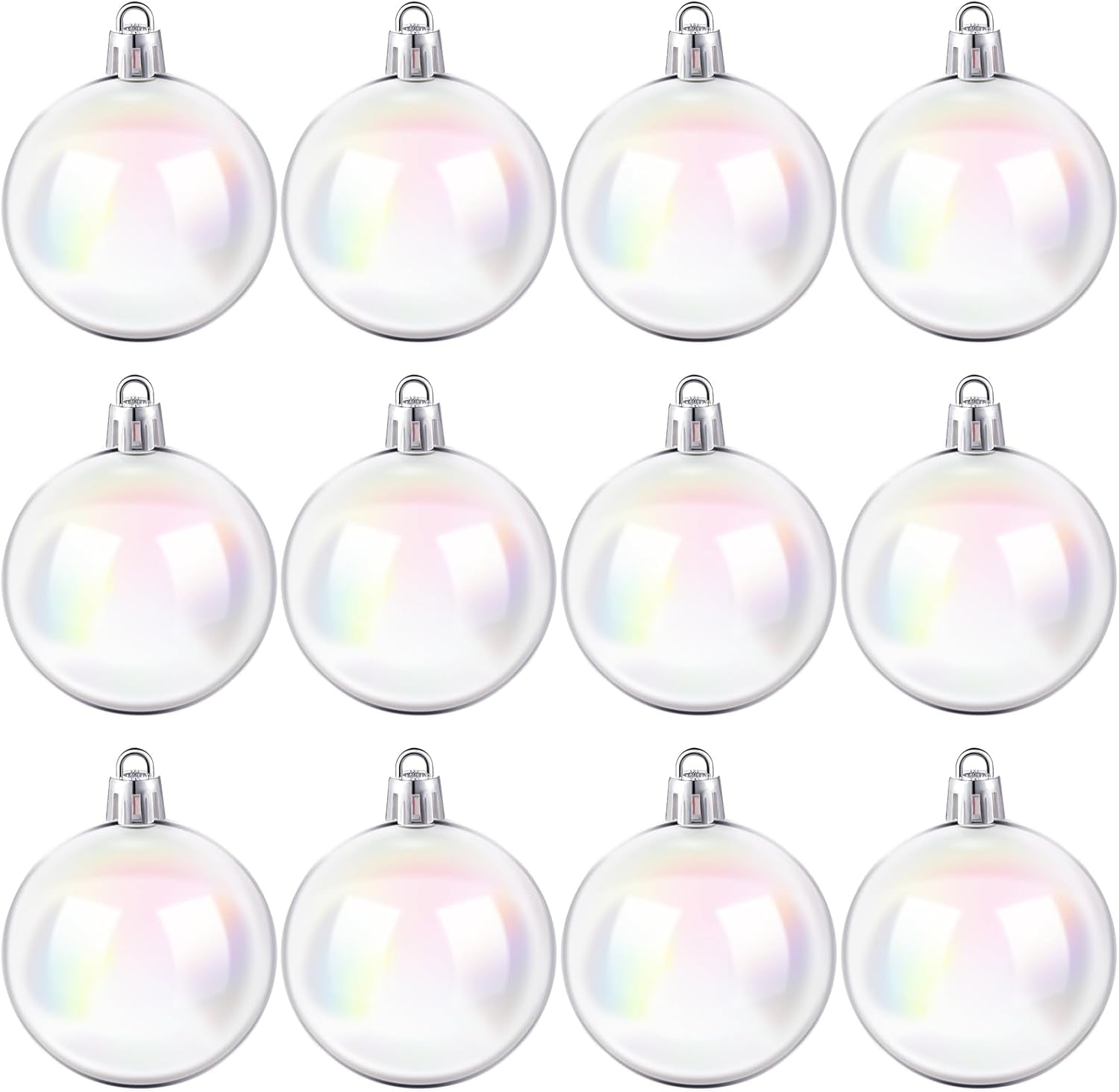 Christmas Iridescent Ornaments Plastic Clear Bubble Hanging Ornament Balls Bulk Wedding Decorative Rainbow Hanging Ornaments Craft for Halloween Cauldron DIY Witch Magic Pot(36 Pcs,1.18 Inch)