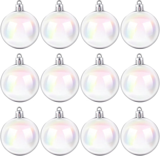 Christmas Iridescent Ornaments Plastic Clear Bubble Hanging Ornament Balls Bulk Wedding Decorative Rainbow Hanging Ornaments Craft for Halloween Cauldron DIY Witch Magic Pot(36 Pcs,1.18 Inch)