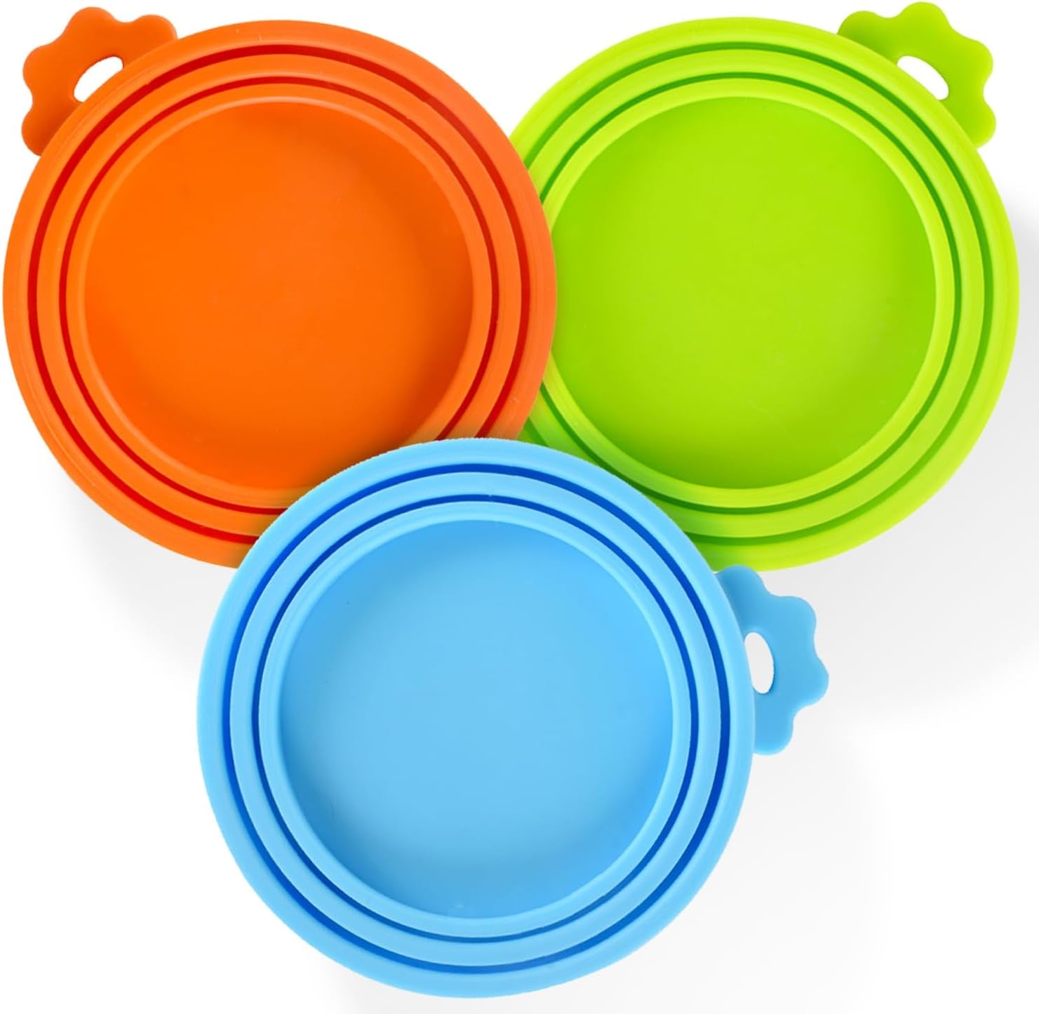 3 Pack Pet Food Can Covers Universal Can Lids Safe/Silicone Dog&Cat Food Can Lid Covers (Green+Blue+Orange)