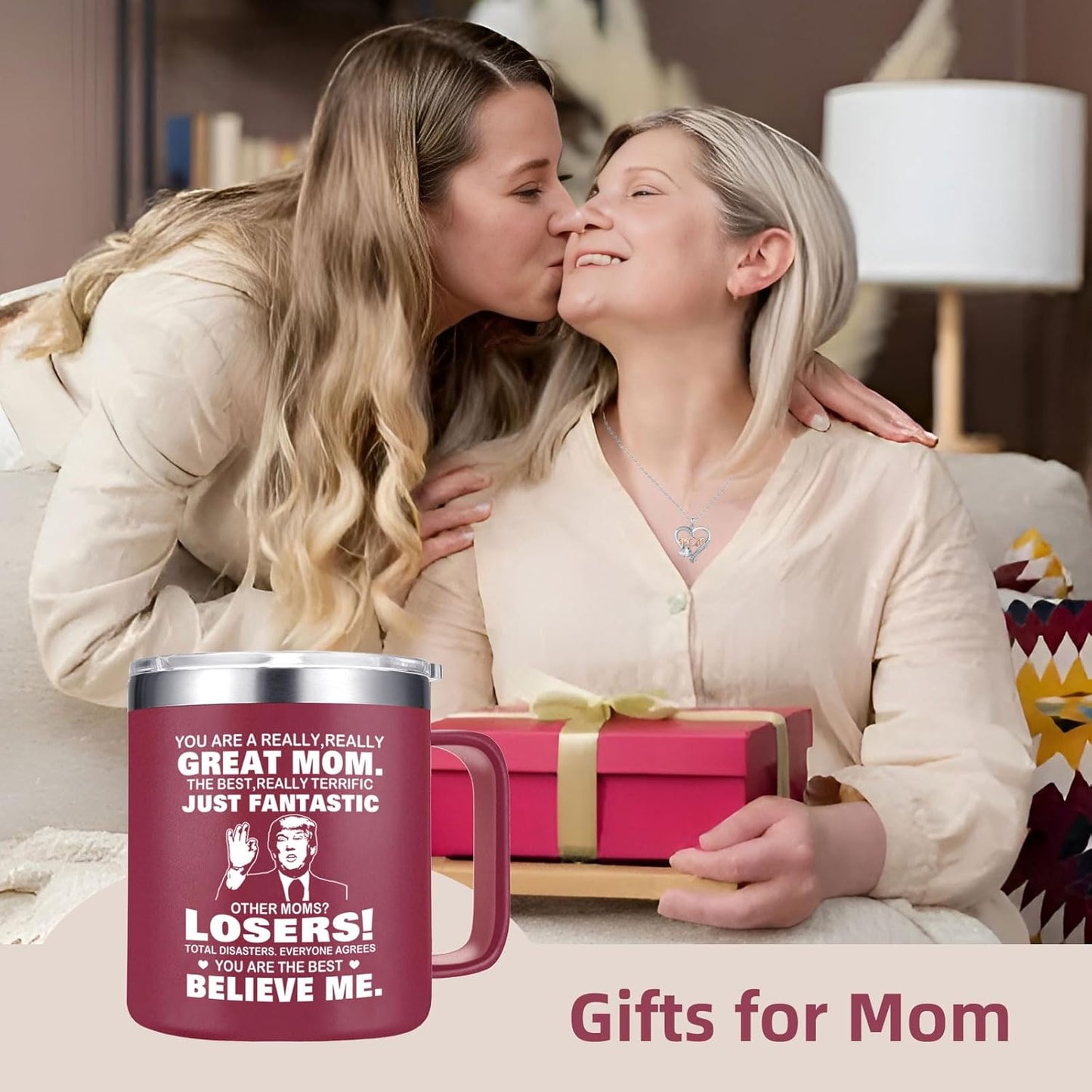 Christmas Gifts for Mom - Gifts for Mom from Daughter, Son, Kids - Mom Gifts - Birthday Gifts for Mom, Mother - Mom Birthday Gifts - Mom Christmas Gifts (14Oz Crimson)