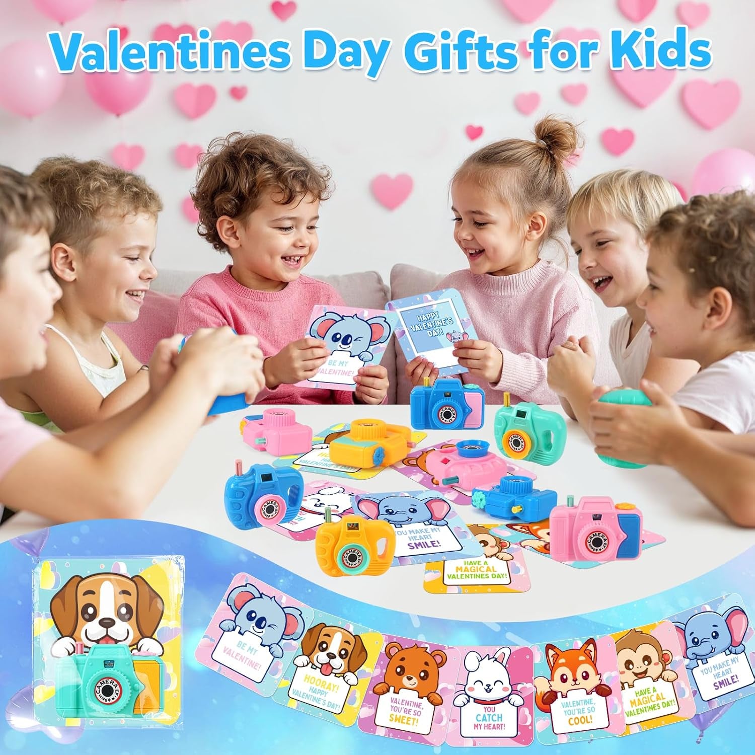 28 Pack Valentines Day Cards for Kids School - Mini Camera Viewers with Greeting Cards, Valentines Day Gifts for Kids, Valentine Party Favors for Boys Girls, Exchange Cards Gift for School Classroom