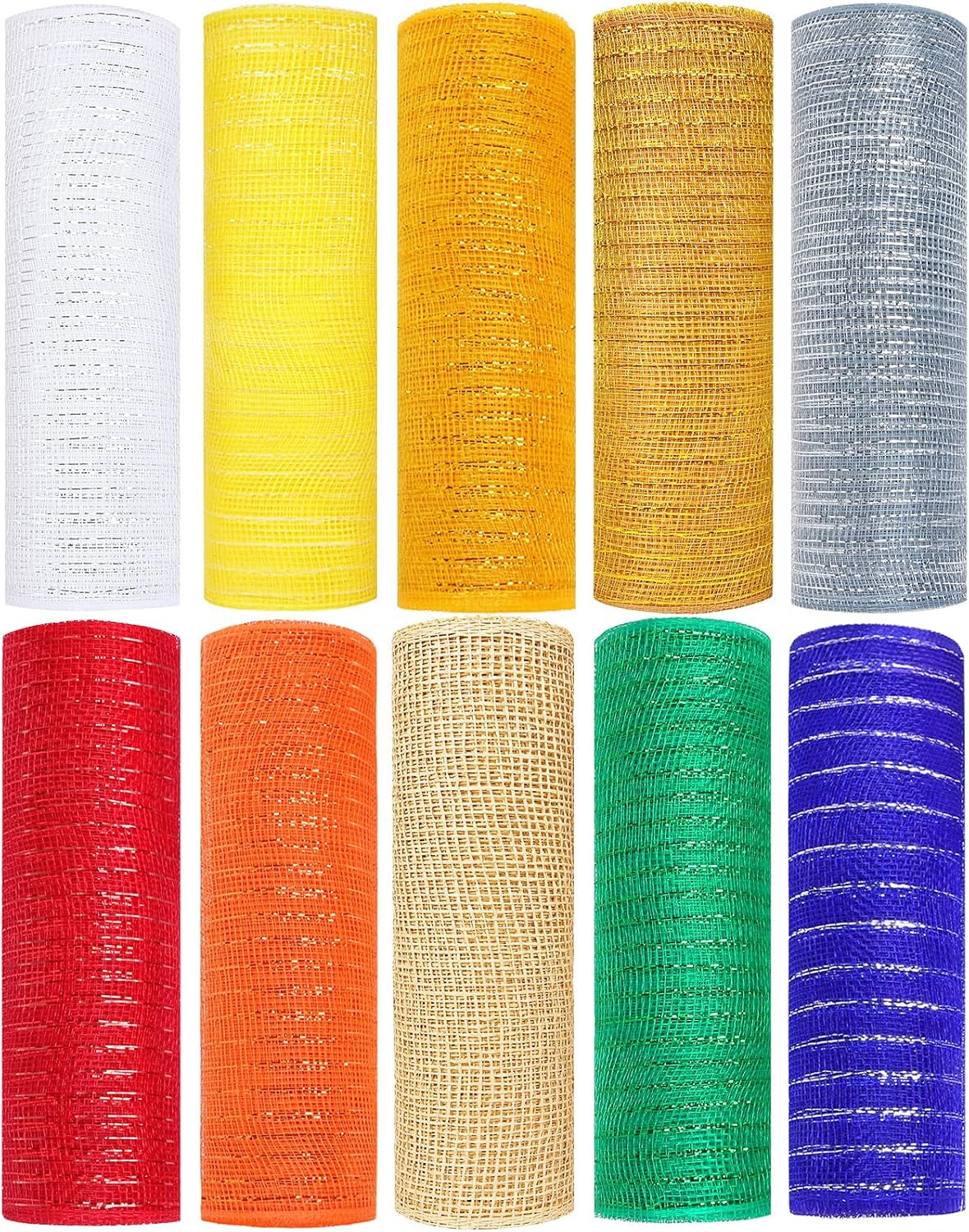 Deco Mesh 10 Inch X 30 Feet Decor Mesh Ribbon with Metallic Foil Deco Mesh Wreath Supplies Ribbon Mesh Roll for Spring Wreaths, Swags, Craft, Party Decoration (Orange)