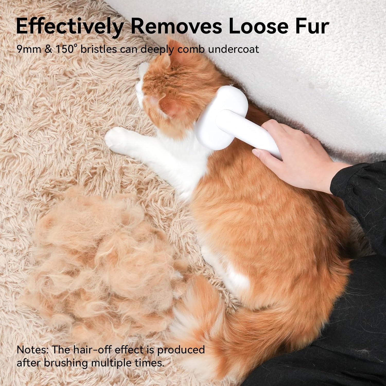 Cat Brush for Shedding, Cat Brushes for Indoor Cats, Cat Brush for Long or Short Haired Cats, Cat Hair Brush Cat Grooming Deshedding Brush for Dog Kitten Rabbit Massage Removes Loose Fur, White