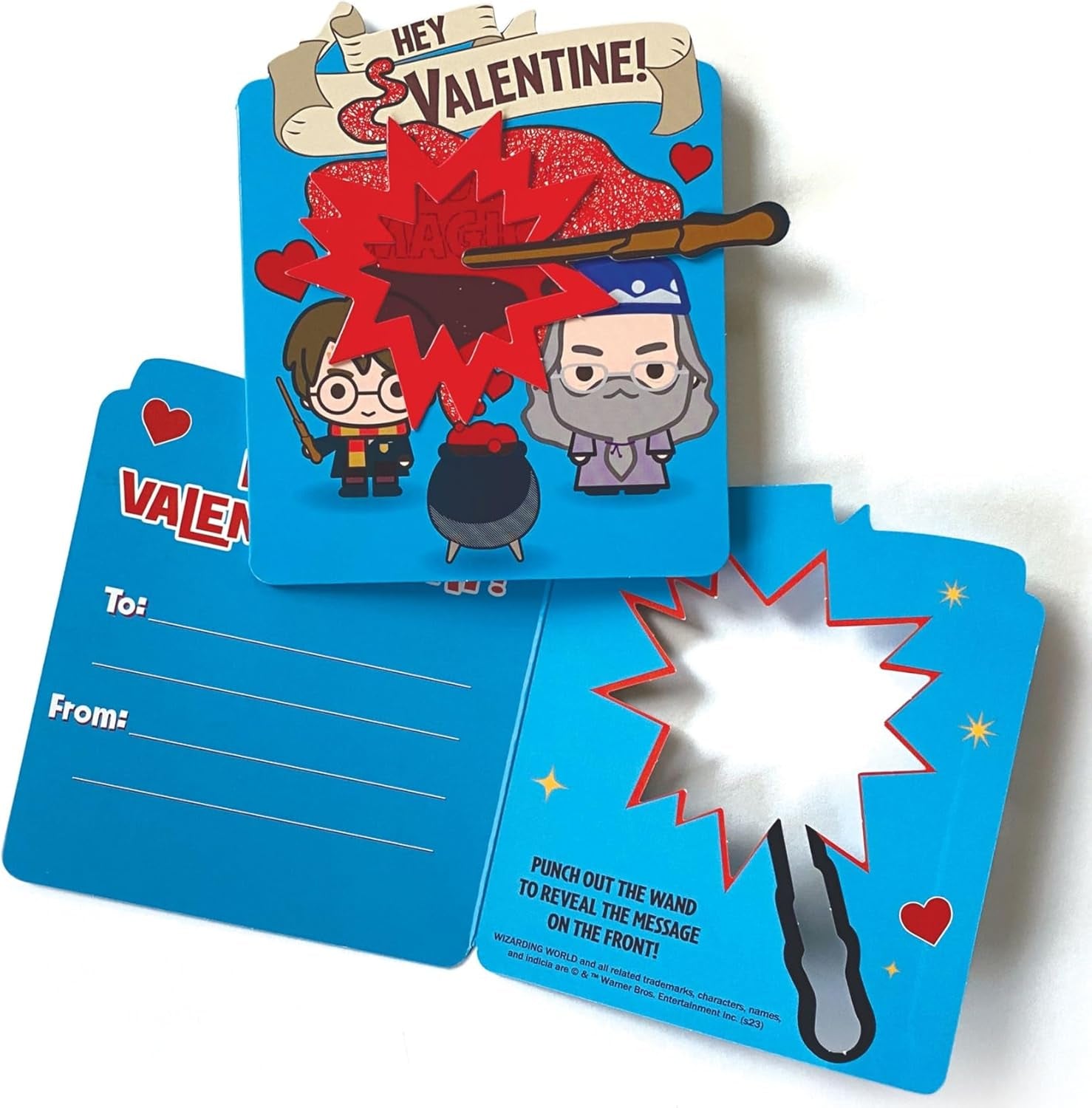 Potion Cauldron Valentine'S Day Card Set for Kids, 28 Cards & Envelopes - Magic Wand Lens Decodes the Hidden Message - School Classroom Exchange Parties for Boys & Girls 4+ - Officially