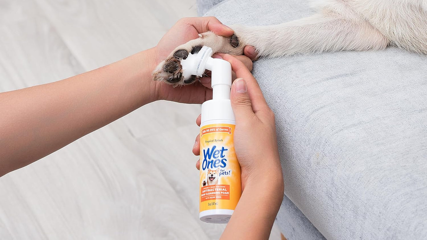 for Pets Antibacterial Dog Paw Cleaner with Built-In Scrubber Brush - Foaming Cleanser for Dog Paws - Paw Washer & Grooming Care - Dog Cleaning Supplies - Tropical Splash Scent 5 Oz