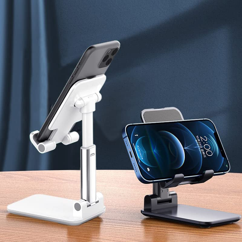 2 Pcs Cell Phone Stand, Adjustable Angle Height Phone Stand for Desk, Fully Foldable/Portable Phone Holder, Compatible for Iphone 16/15/14/13/12/Smartphones