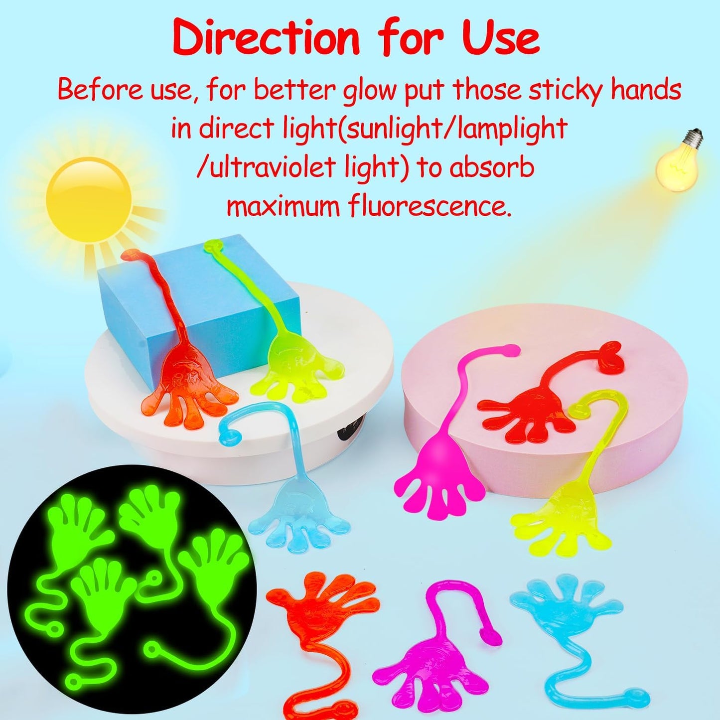 Valentines Day Cards for Kids Classroom Exchange Gifts 28 Pcs Glow in the Dark Sticky Hands Valentine Party Favor Supplies Stuffer Greeting Cards Filler Kids Stretchy Student Class Prize Bulk Toy