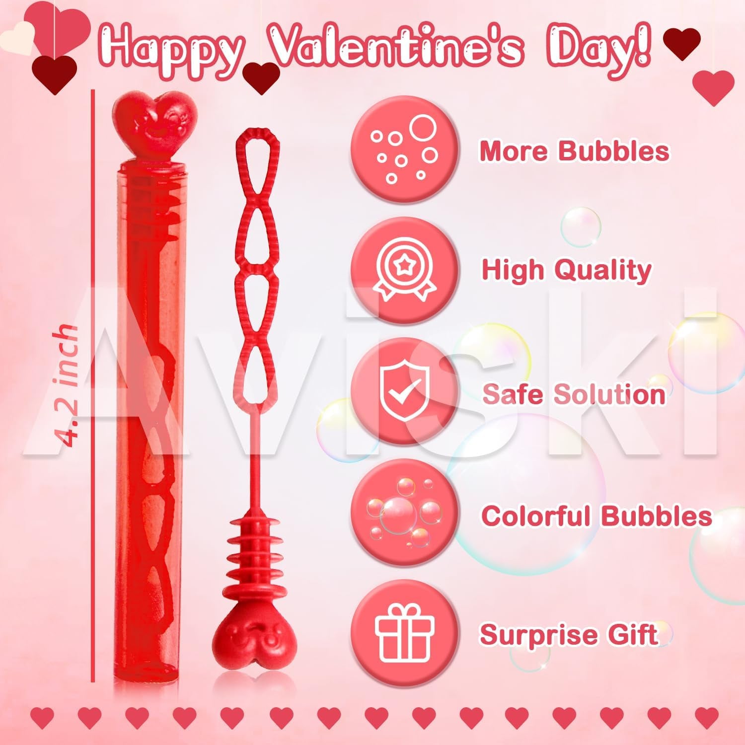 40PCS Valentines Day Bubble Wands, Mini Bubble Wands for Valentines Day Party Favors, Valentines Gift Toys for Girls Boys Kids Toddler Adults, Party Bag Stuffers Goodie Bag Filler, Classroom Prizes