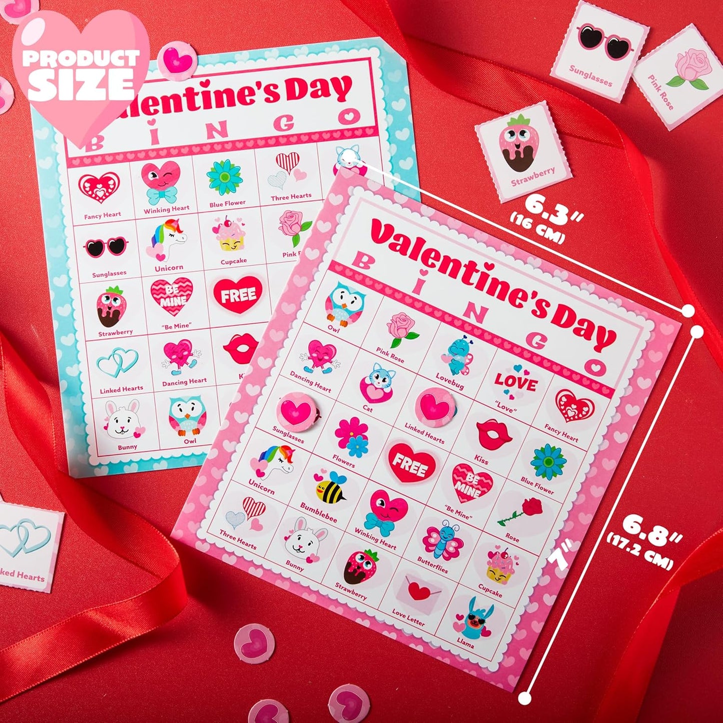 36 Players Valentines Day Bingo Cards (5X5) for Kids School Classroom Exchange Gift Rewards, Fun Party Games, Indoor Family Activities