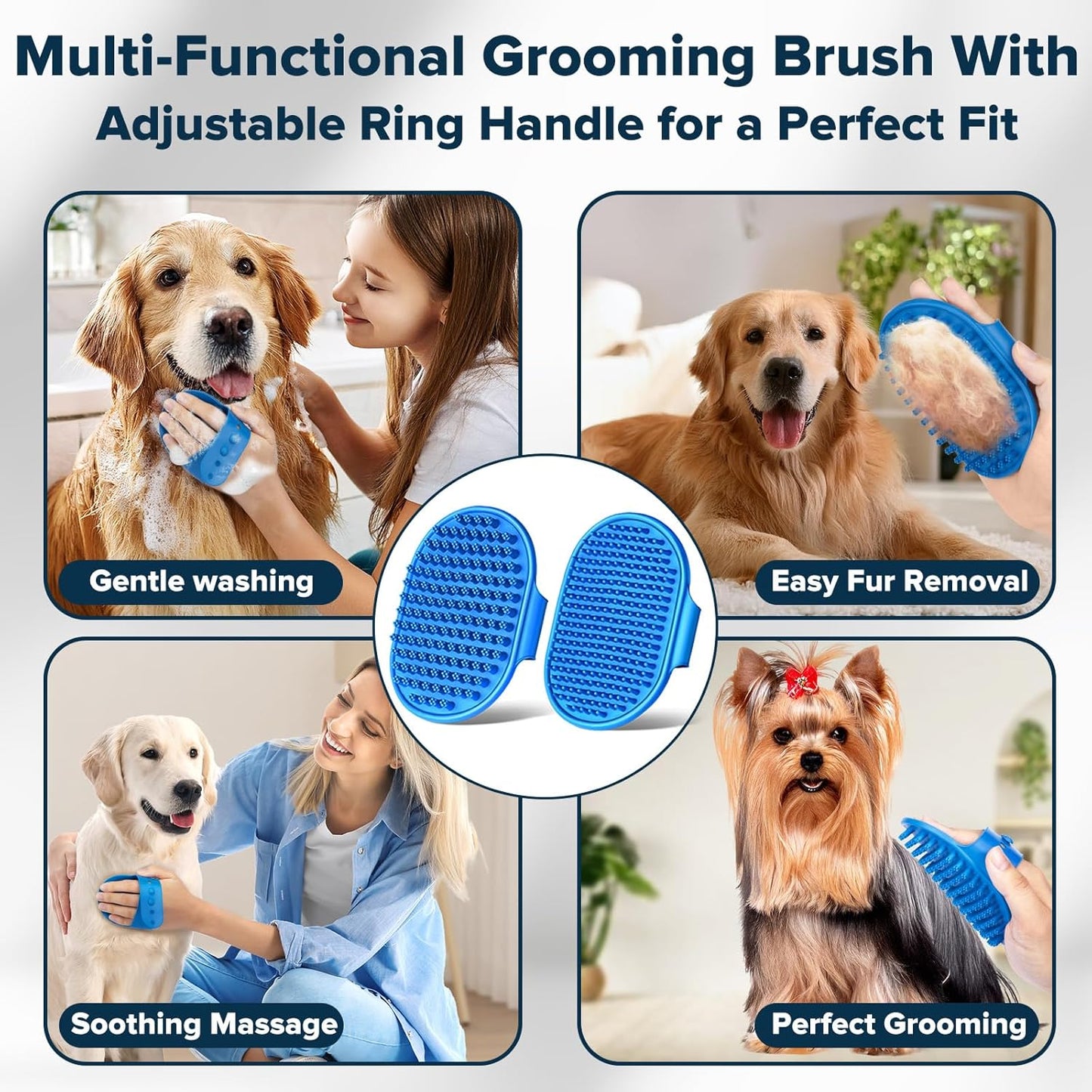 6PCS Pet Grooming Kit | Dog Washing Gloves | Dog Bath Brush | Dog Toothbrush Finger | Dog Bath Gloves | Dog Shampoo Brush | Pet Grooming Gloves | Cat Bathing Supplies | Dog Bath Supplies