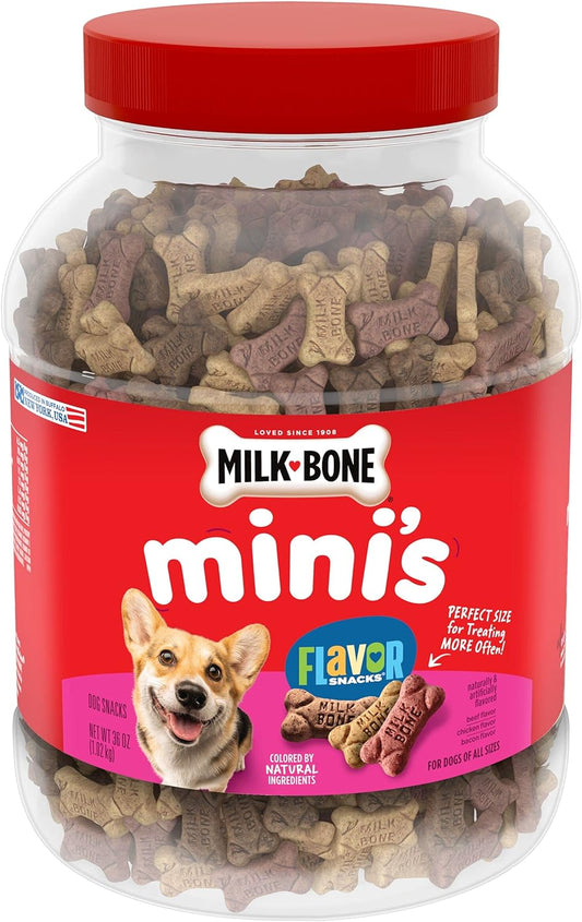 Flavor Snacks Mini Dog Biscuits, Flavored Crunchy Dog Treats, 36 Ounce Container