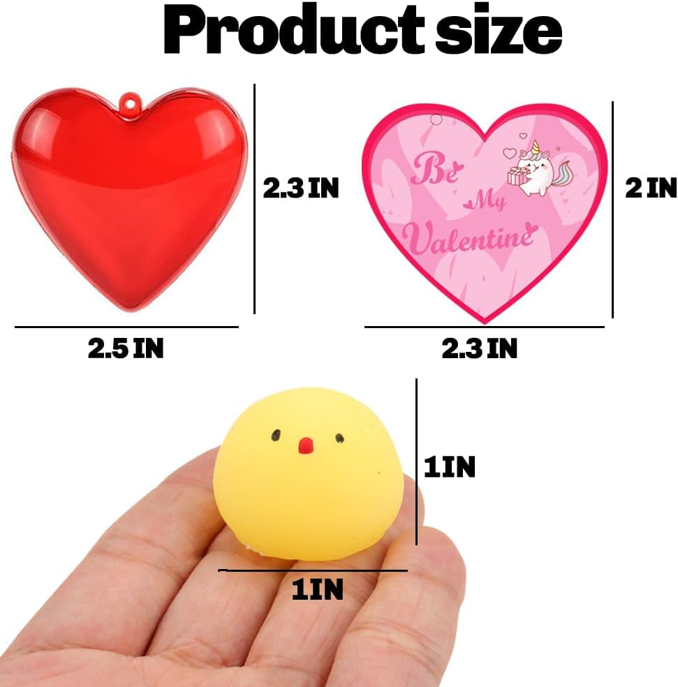 28 Pcs Valentine Mochi Squishies Toys Filled Hearts with Valentines Day Cards for Kids, Kawaii Stress Relief Squishies Toy for Valentine'S Party Favors Boys Girls Exchange Gifts Classroom Prizes